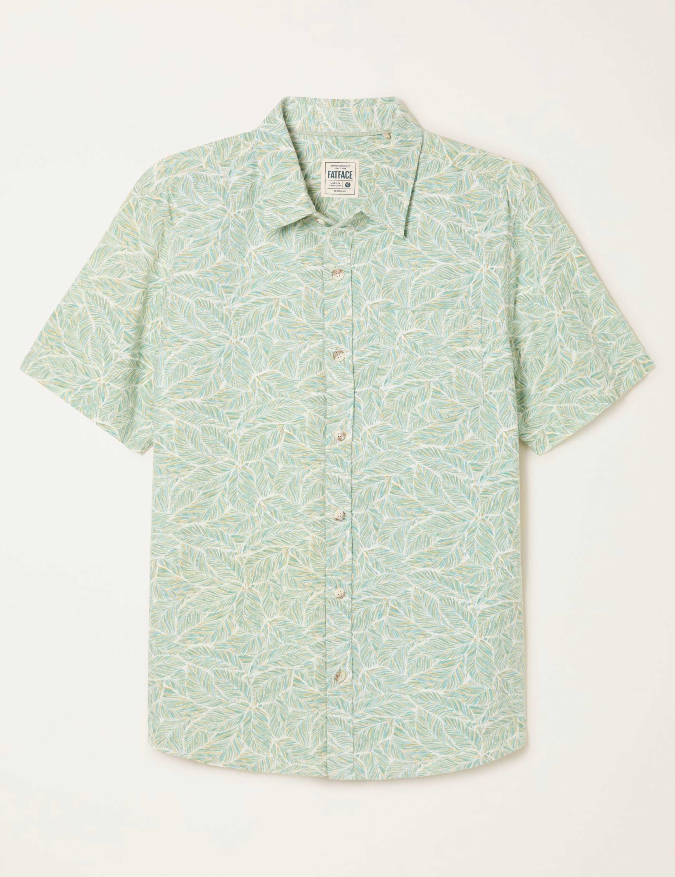 Regular Fit Pure Cotton Leaf Print Short Sleeve Shirt 2 of 5