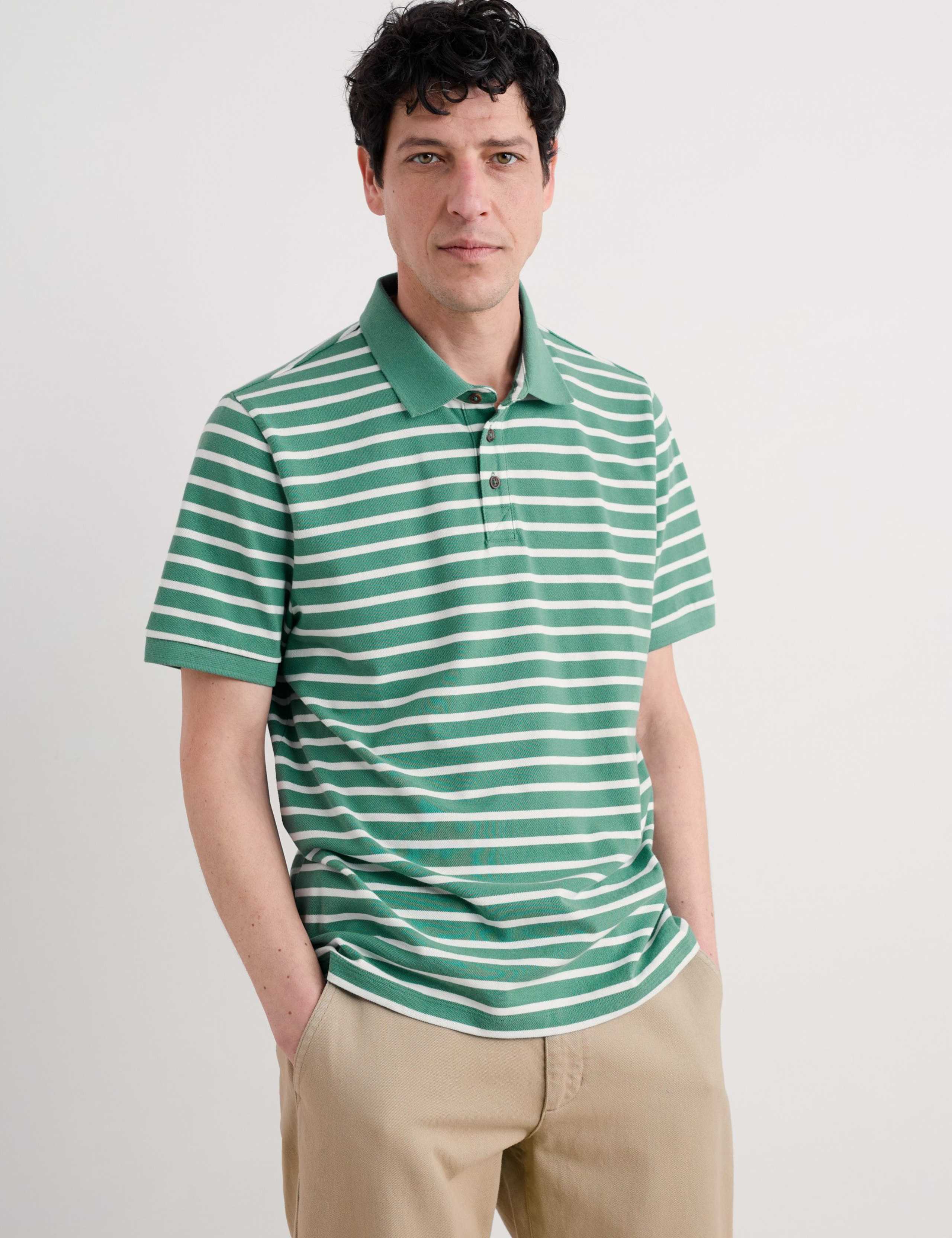 Pure Cotton Striped Polo Shirt 3 of 4