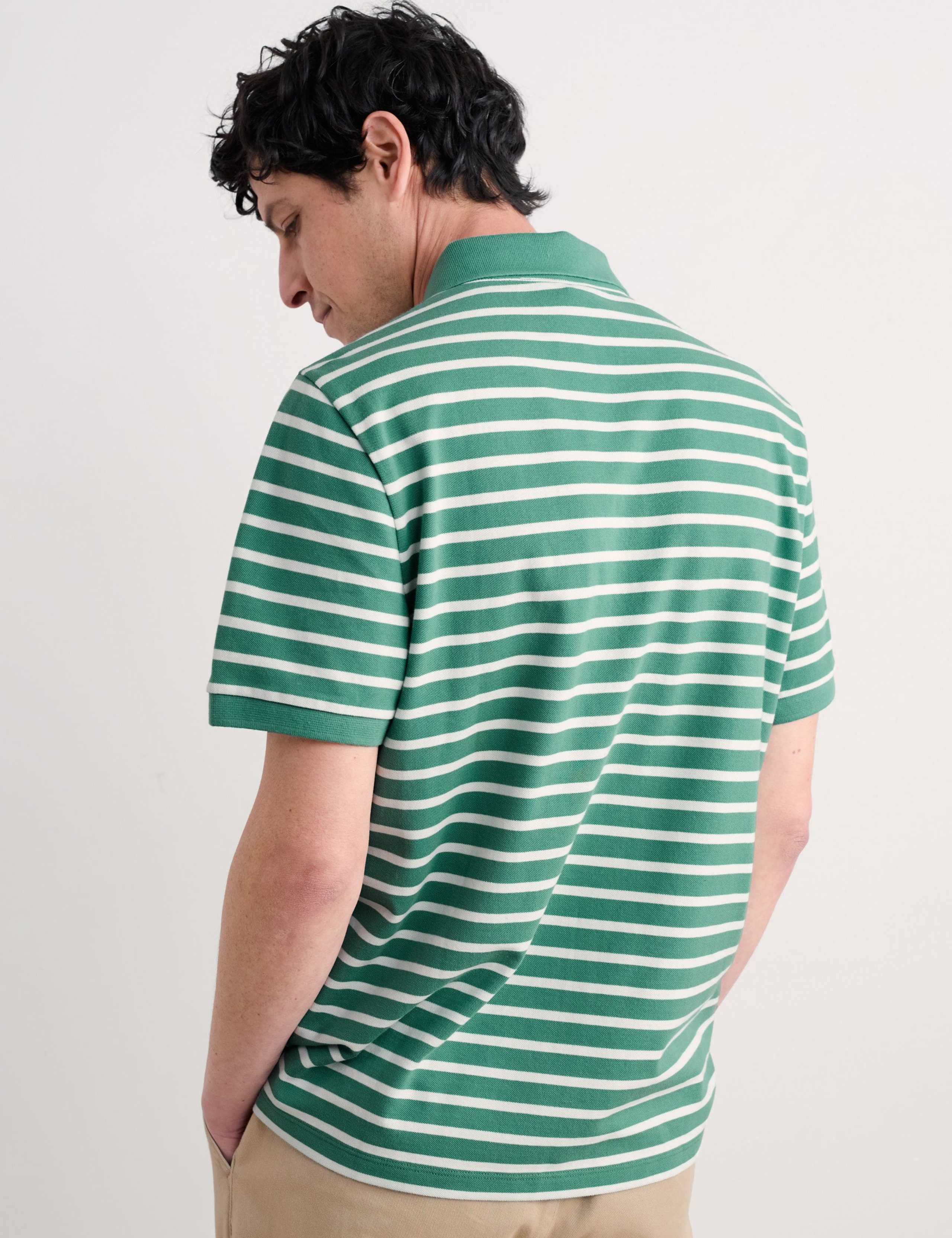 Pure Cotton Striped Polo Shirt 4 of 4