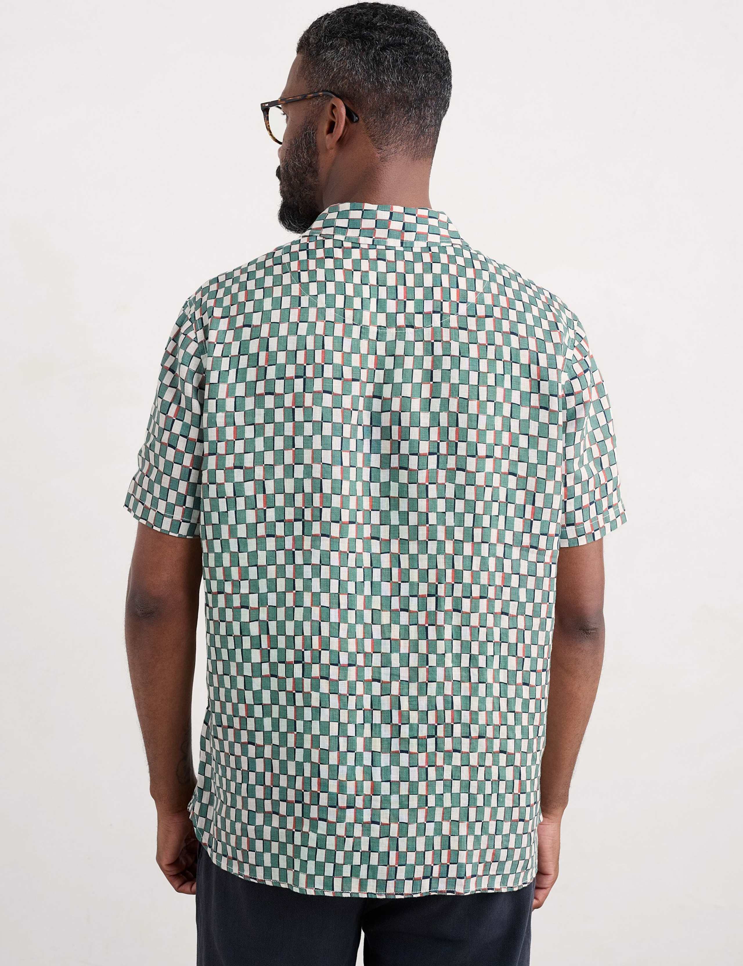 Pure Linen Geometric Short Sleeve Shirt 4 of 4