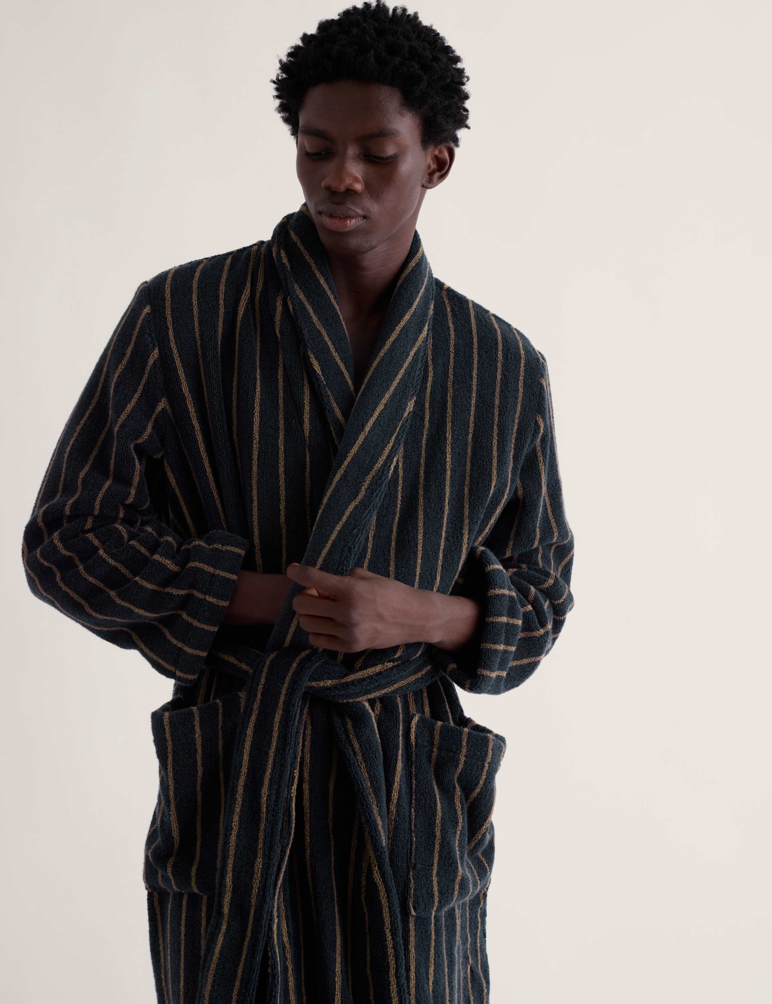 Pure Cotton Striped Dressing Gown 4 of 5
