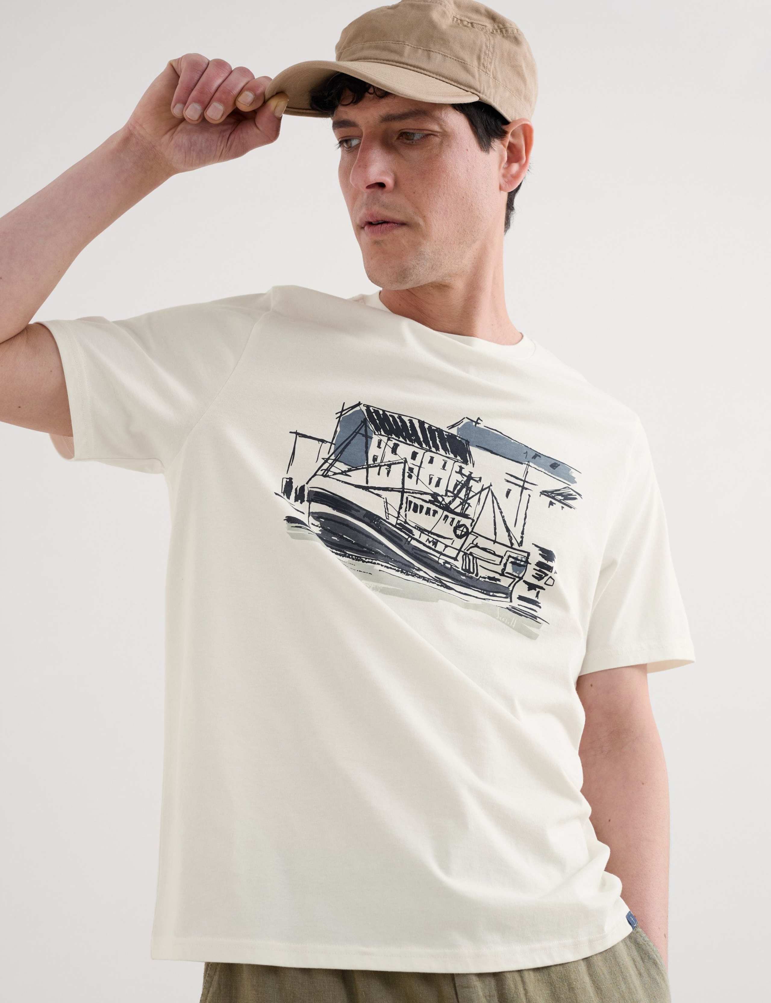Pure Cotton Boat Print T-Shirt 3 of 4