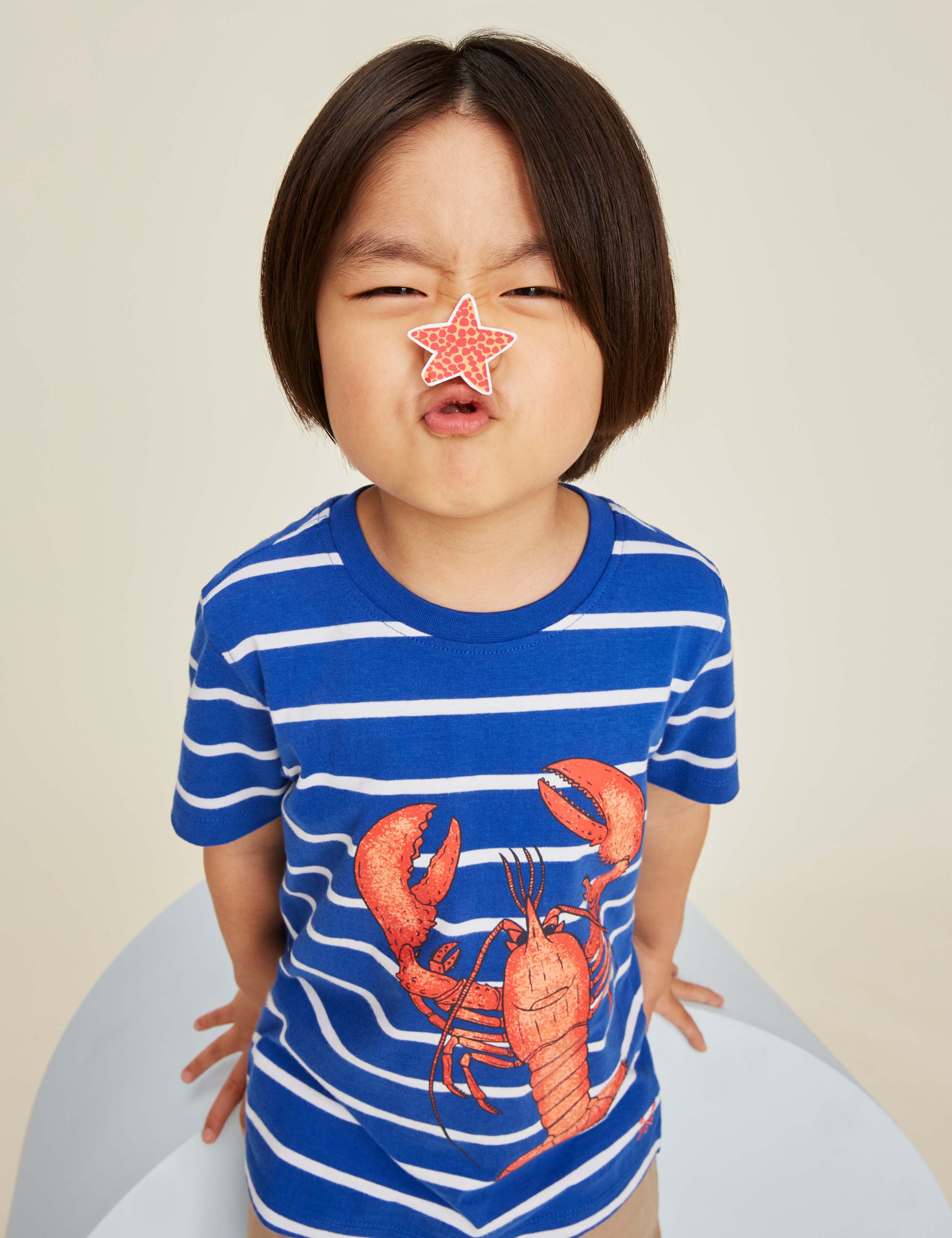 Pure Cotton Striped Lobster T-Shirt (3-9 Yrs) 1 of 4