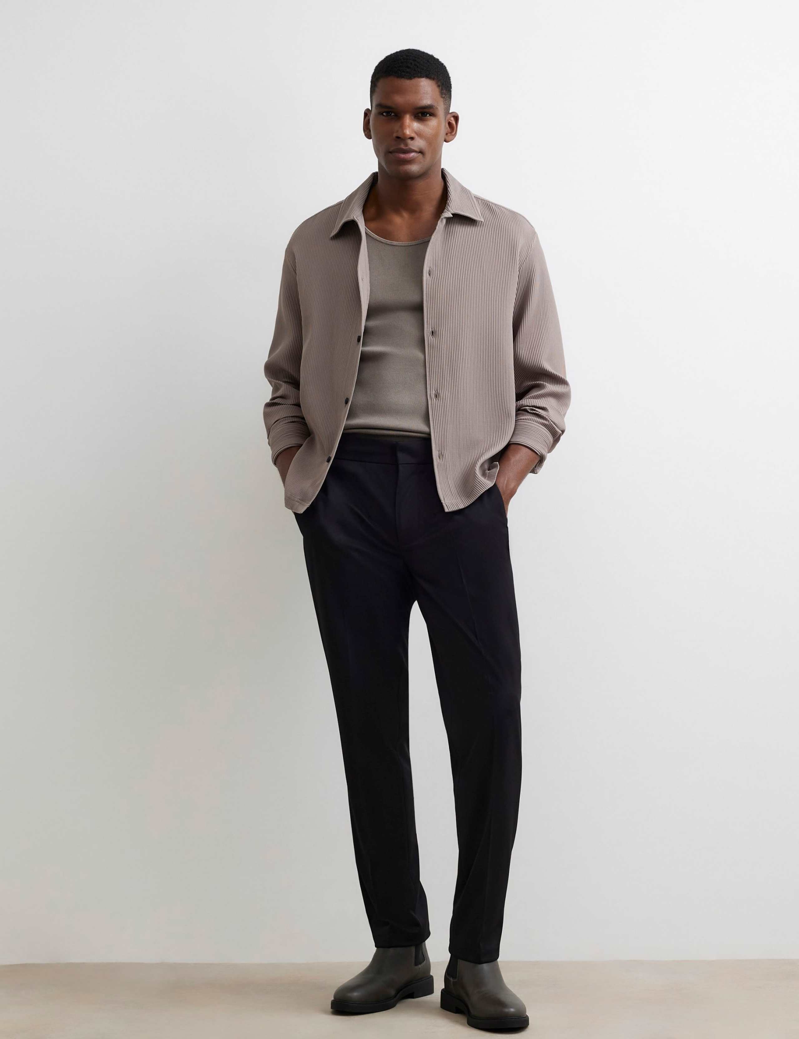 Slim Fit Textured Stretch Trousers 2 of 5
