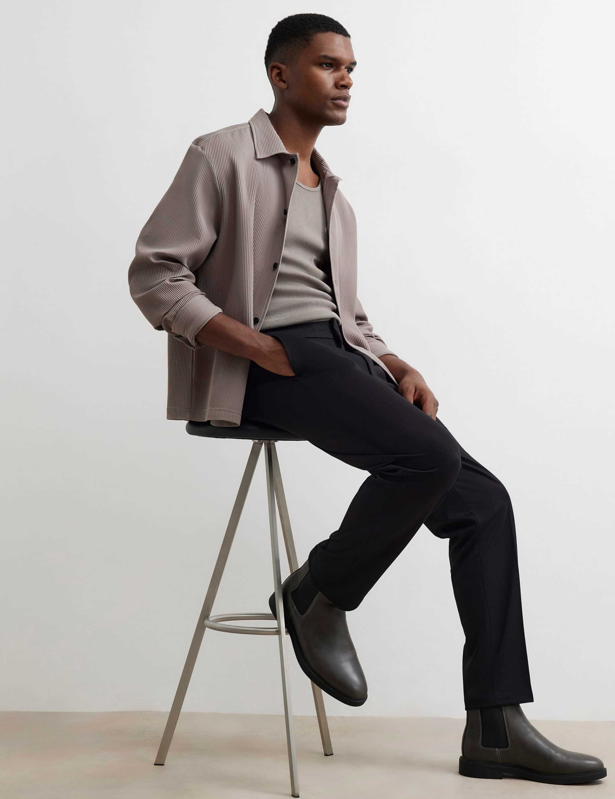 Slim Fit Textured Stretch Trousers 3 of 5