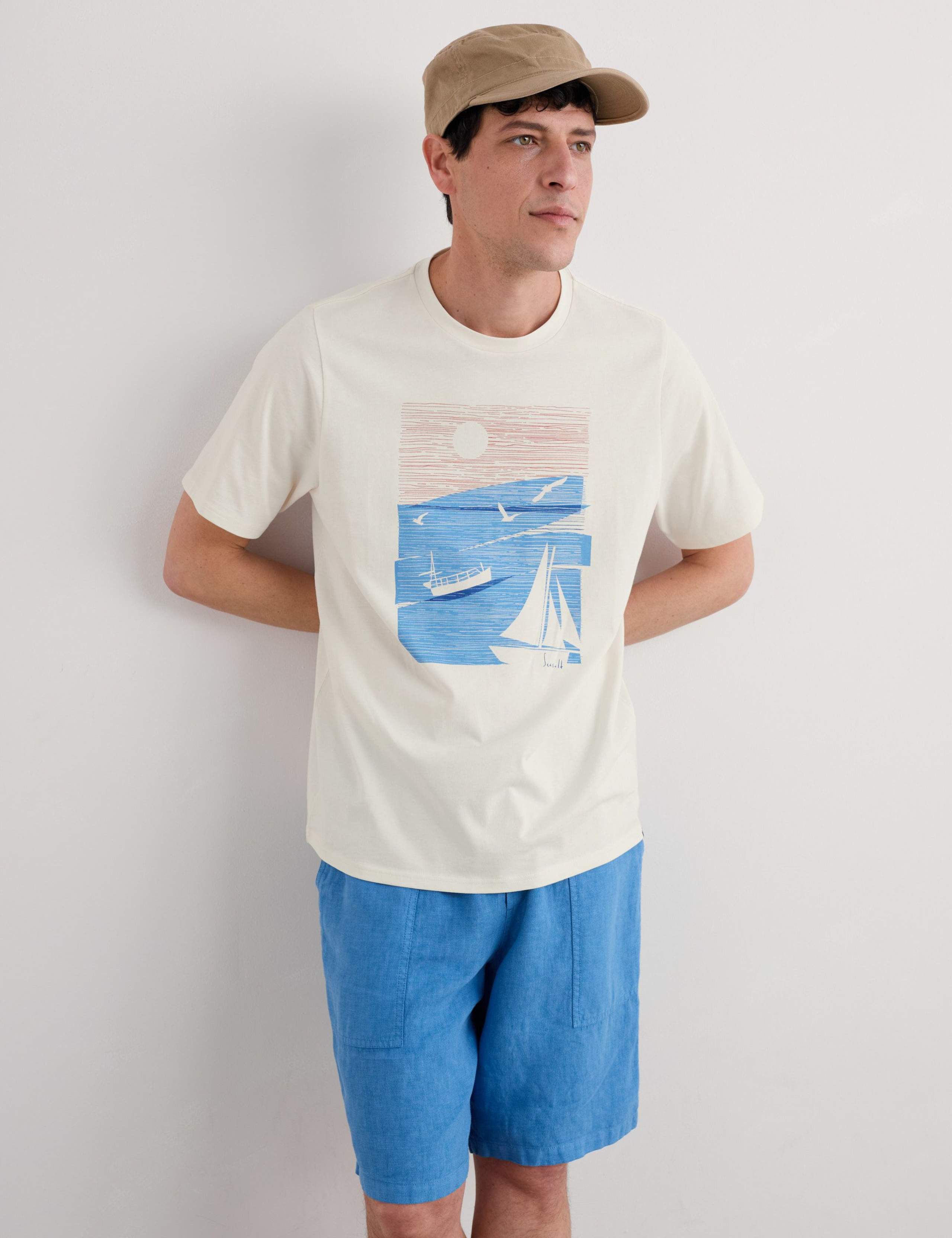 Pure Cotton Boat Print T-Shirt 3 of 4