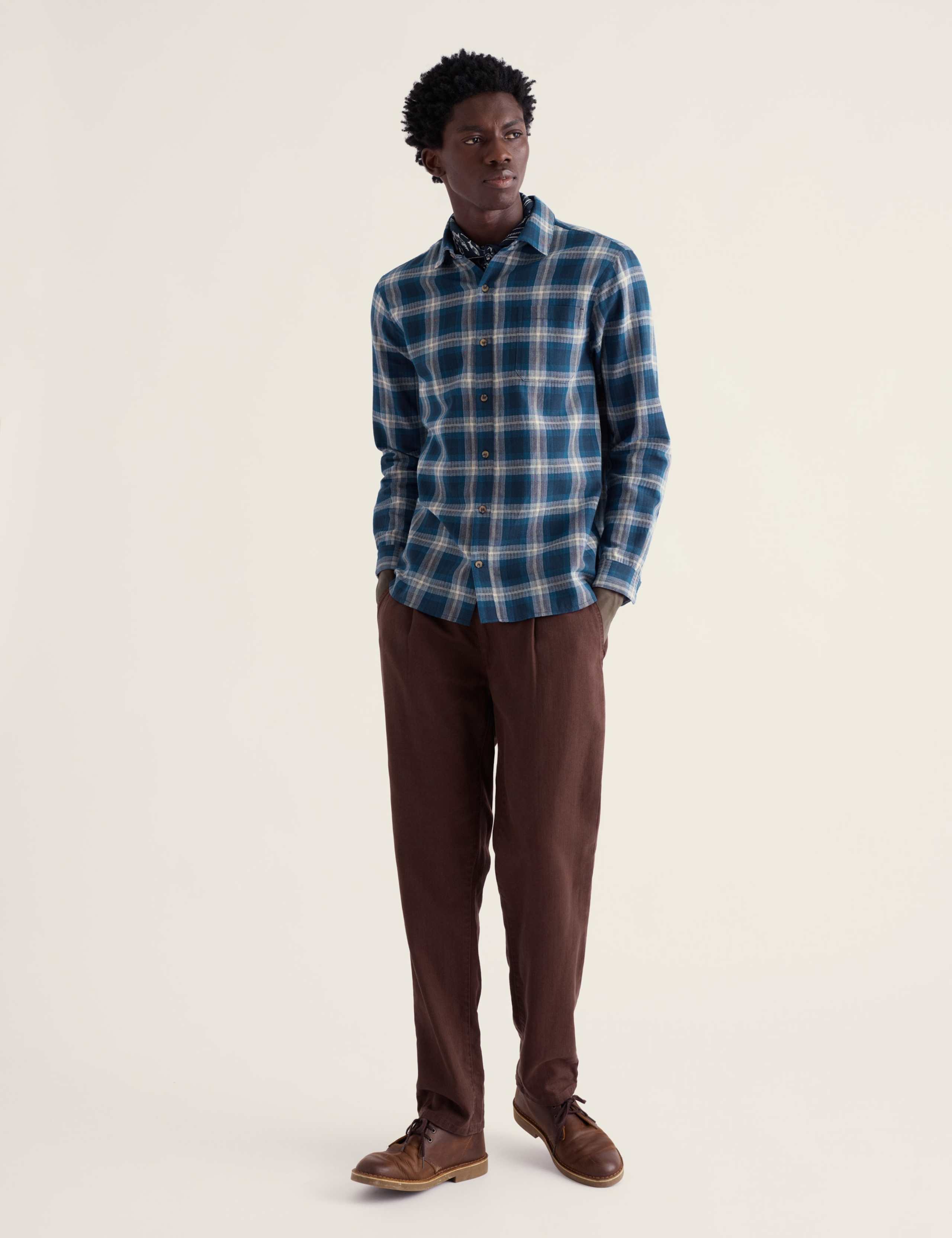 Regular Fit Brushed Cotton Checked Flannel 1 of 5