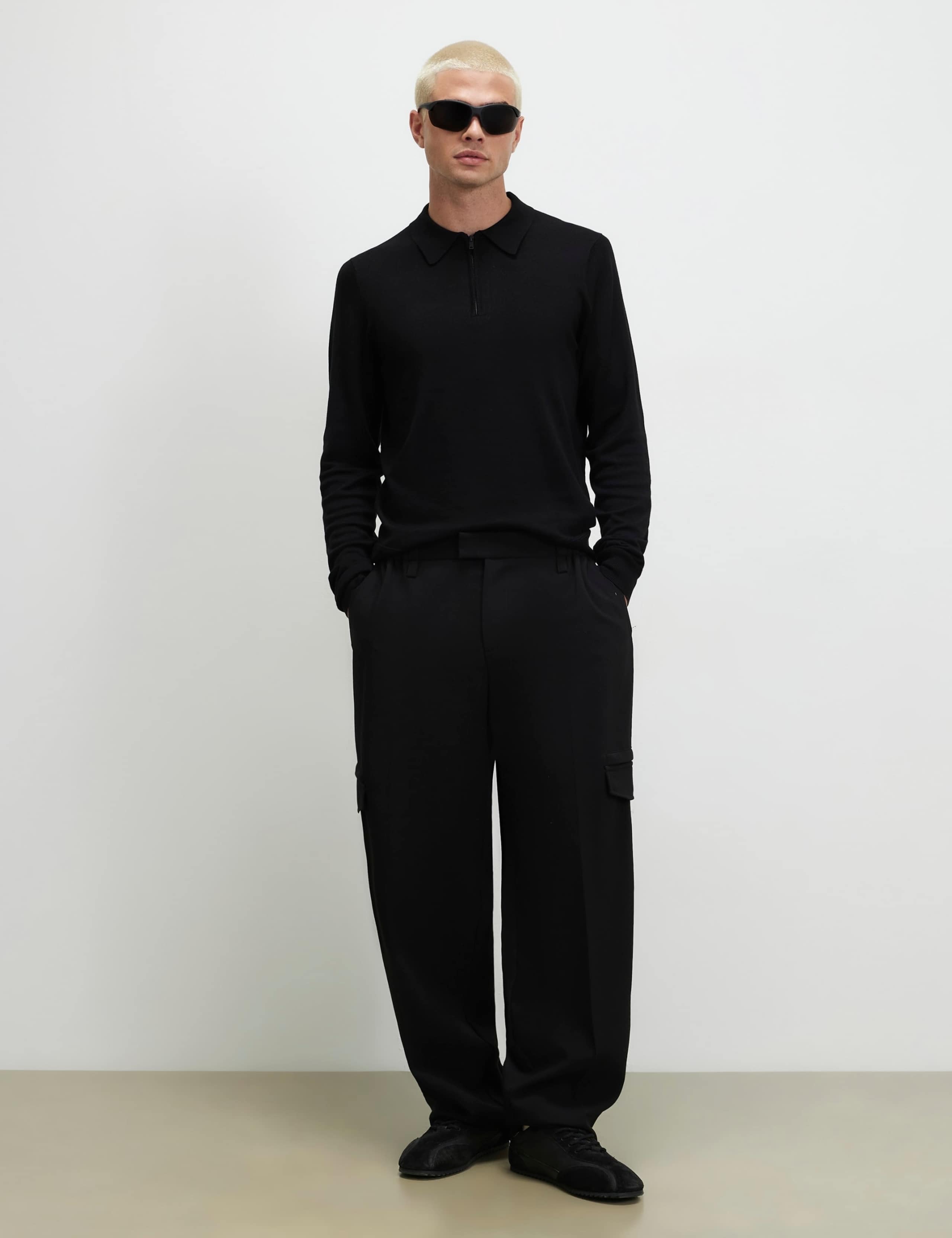 Slim Fit Zip Up Long Sleeve Polo Shirt 2 of 6