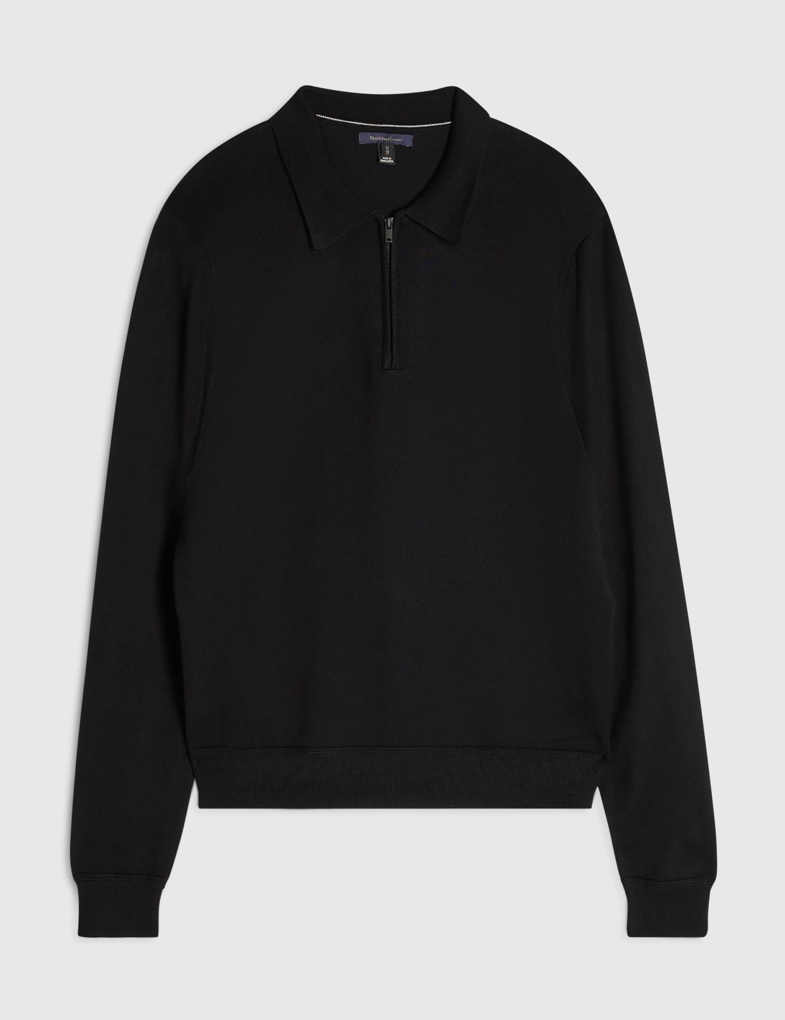 Slim Fit Zip Up Long Sleeve Polo Shirt 6 of 6
