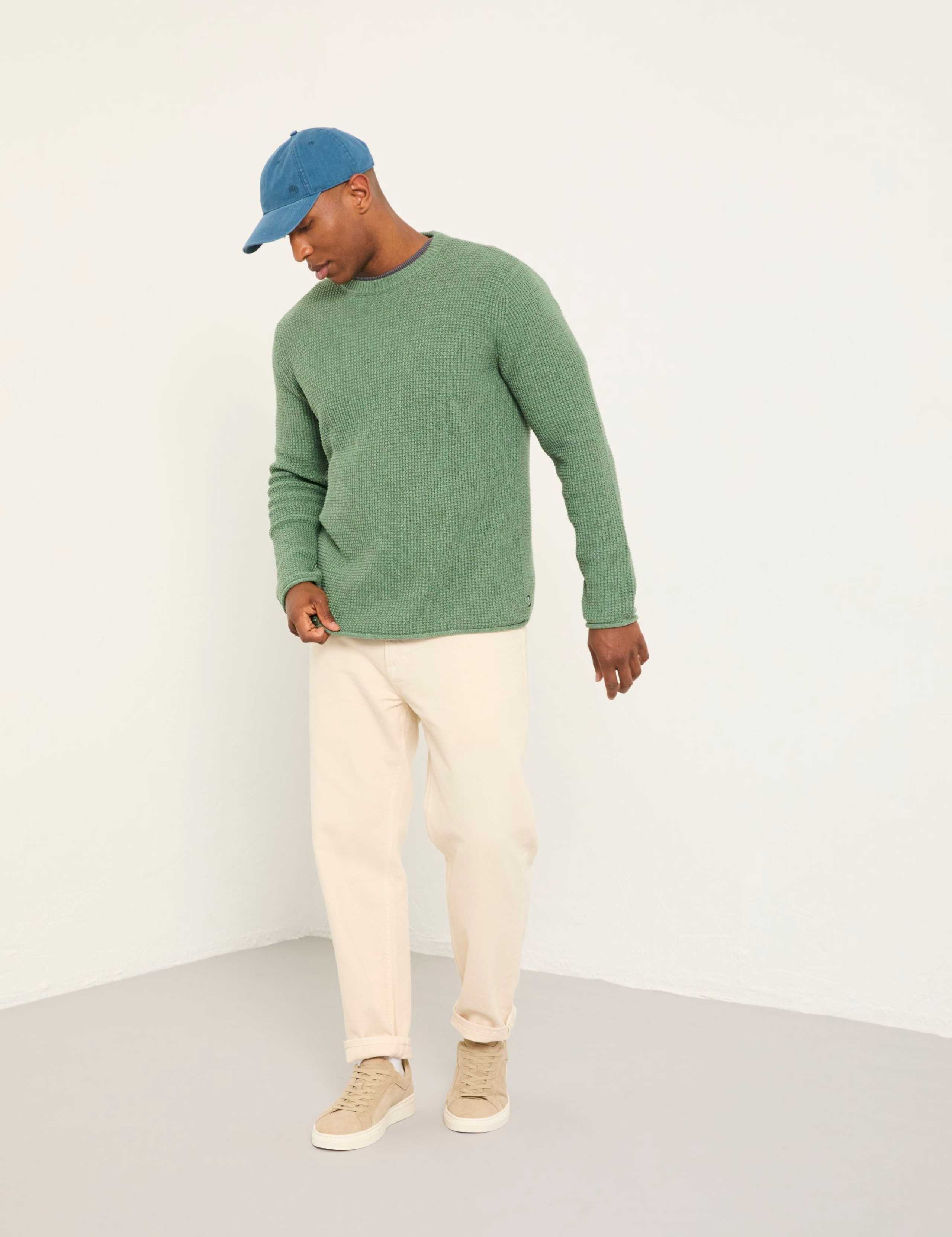 Pure Cotton Textured Crew Neck Jumper 3 of 6