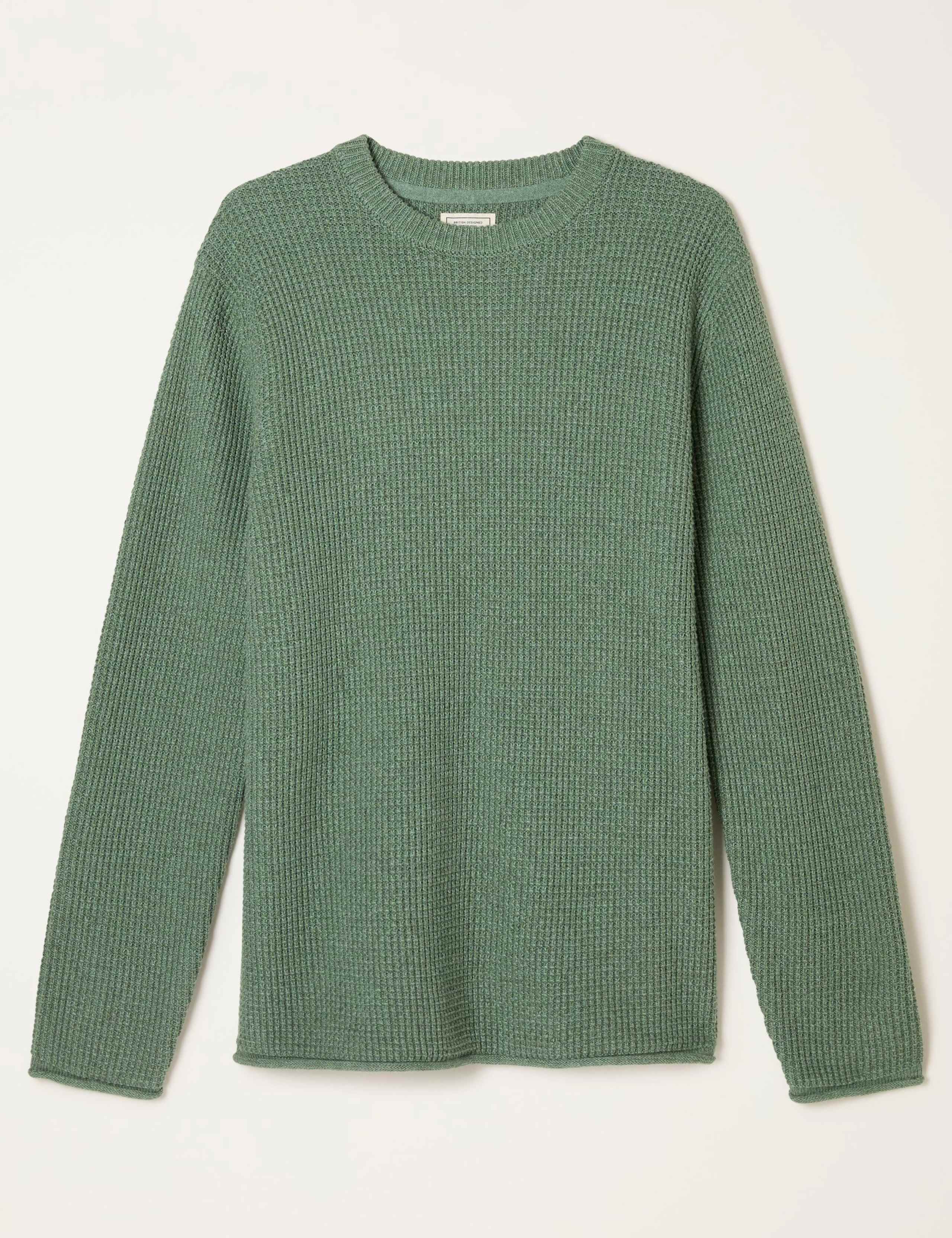 Pure Cotton Textured Crew Neck Jumper 2 of 6