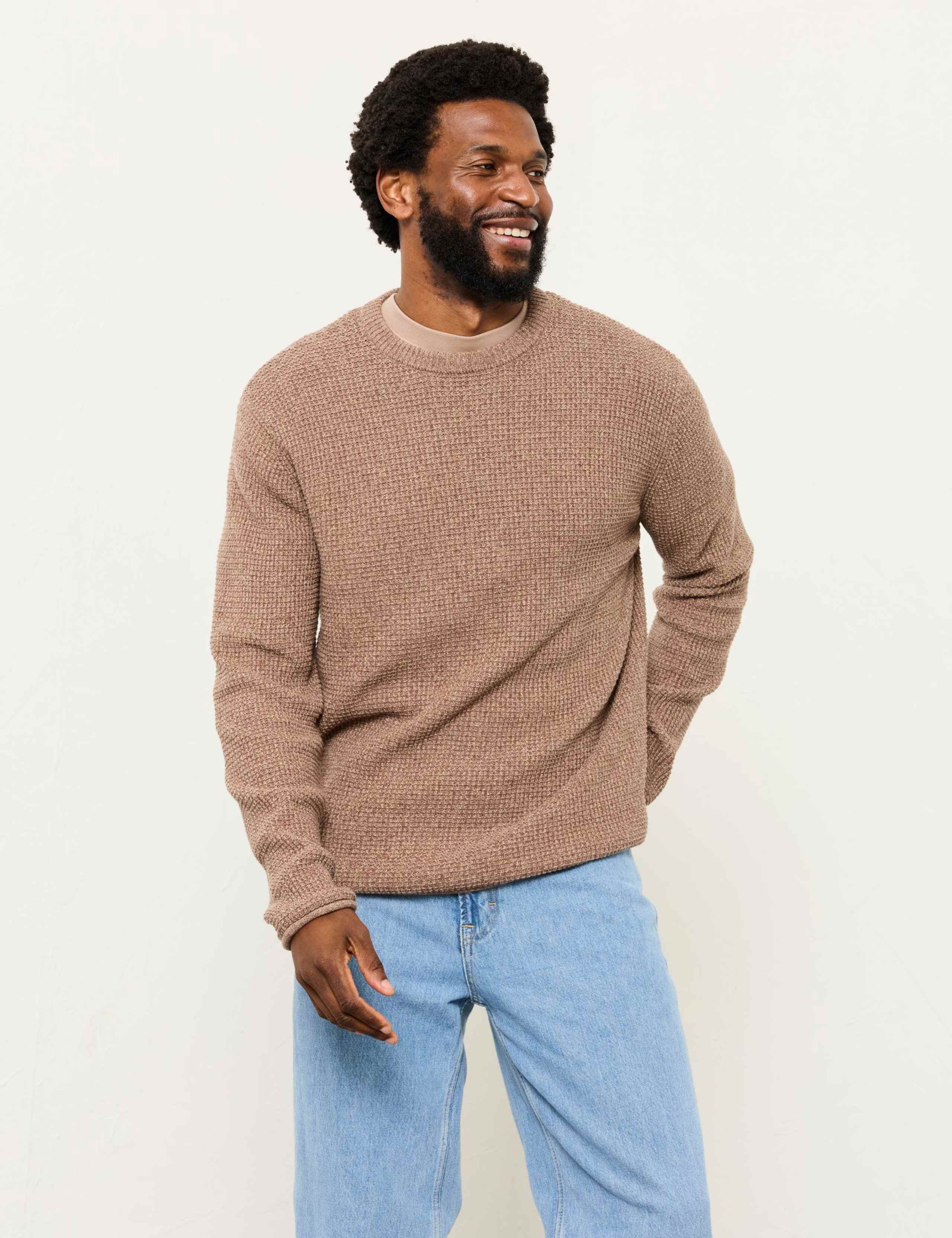 Pure Cotton Textured Crew Neck Jumper 3 of 6