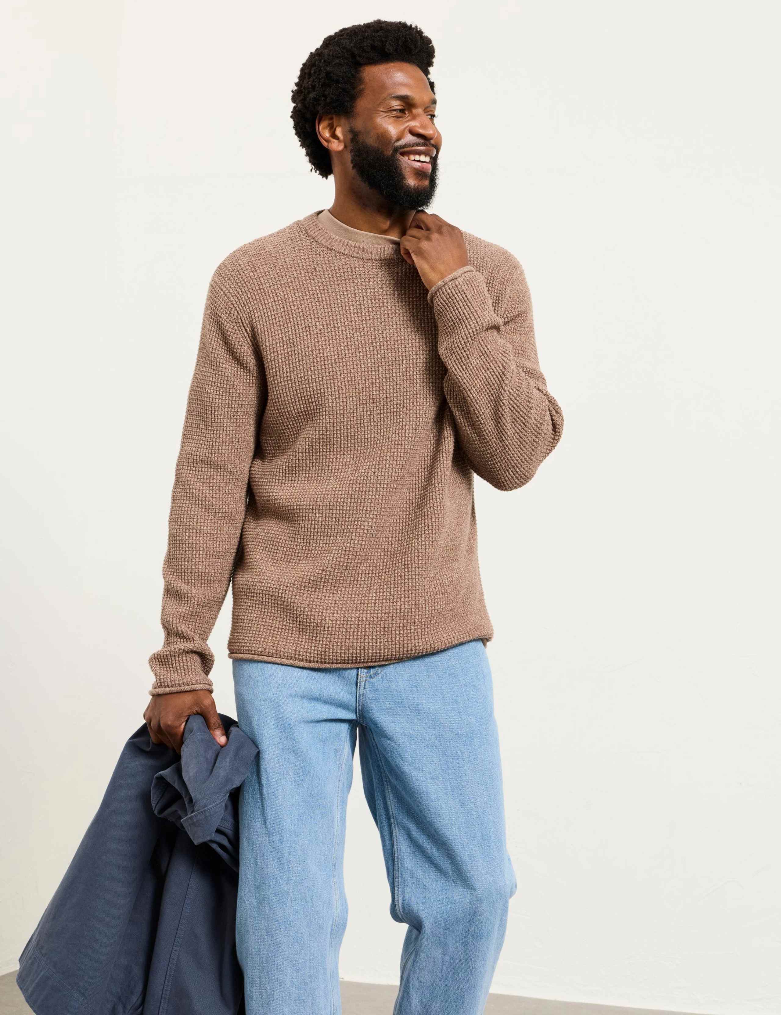 Pure Cotton Textured Crew Neck Jumper 4 of 6
