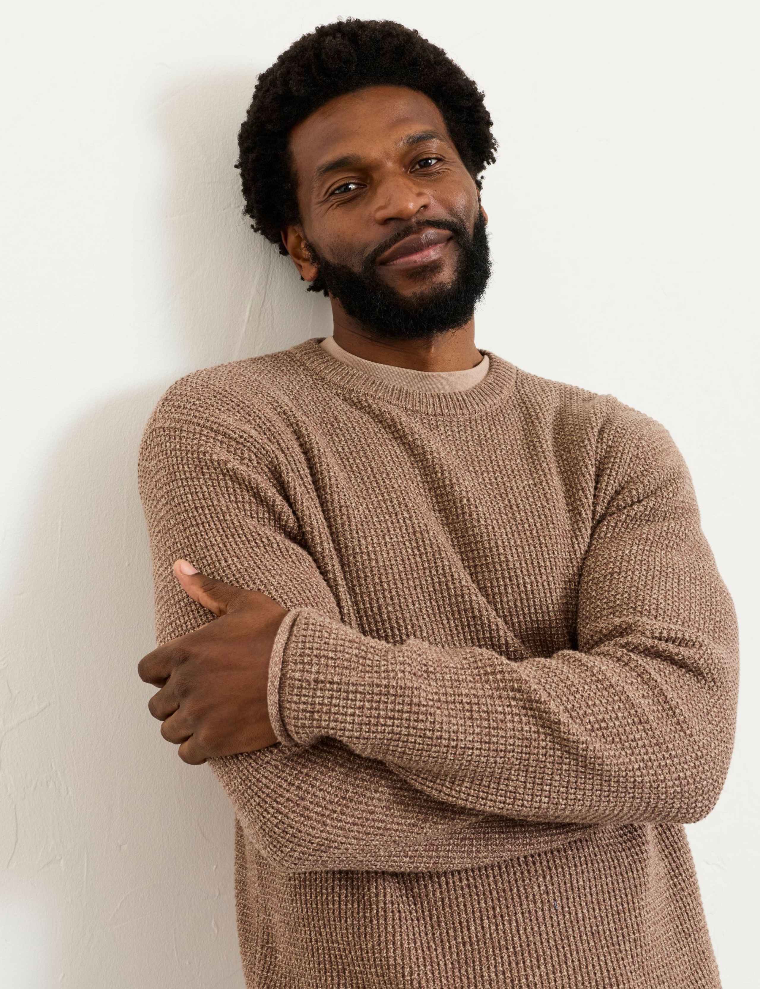 Pure Cotton Textured Crew Neck Jumper 5 of 6