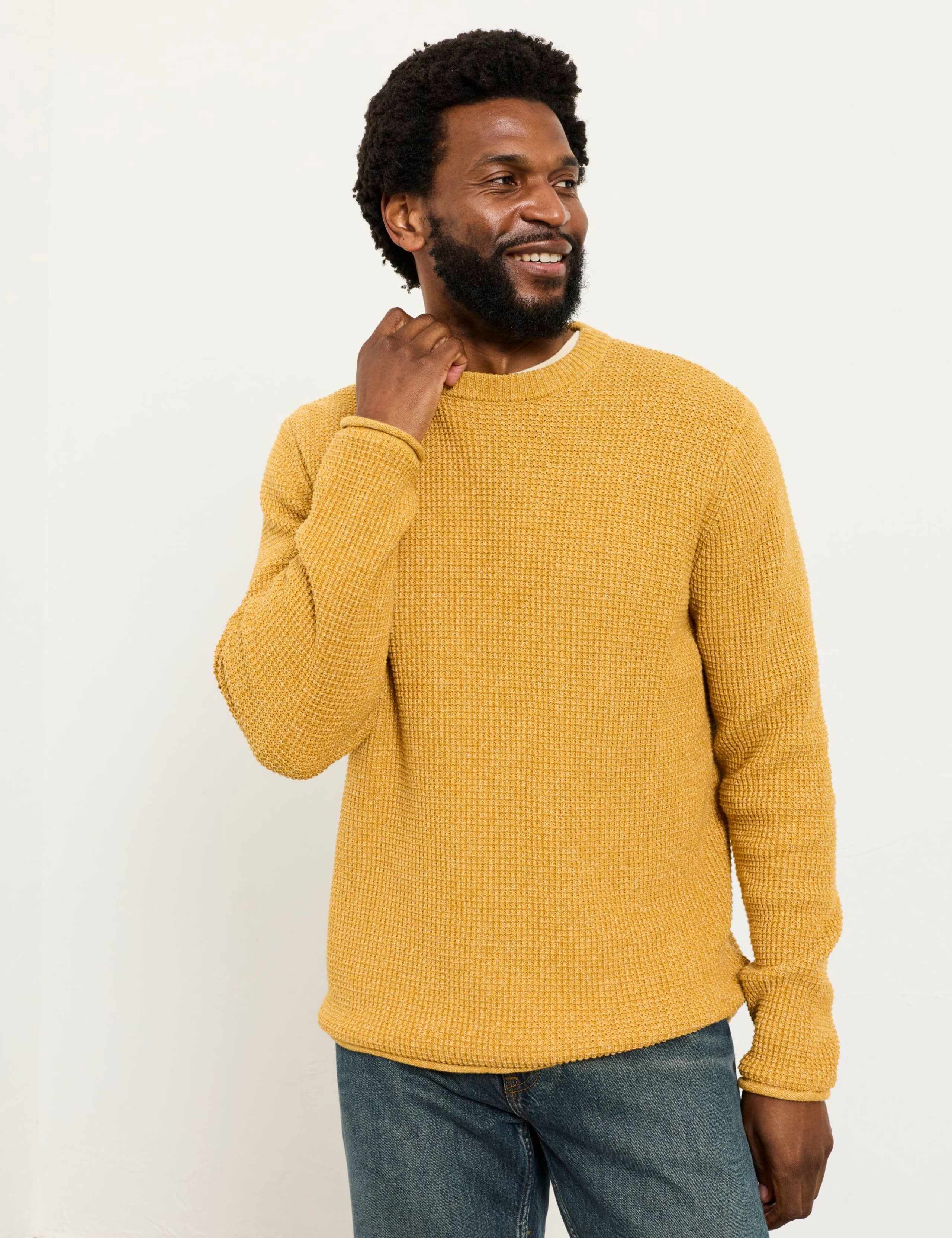 Pure Cotton Textured Crew Neck Jumper 6 of 6
