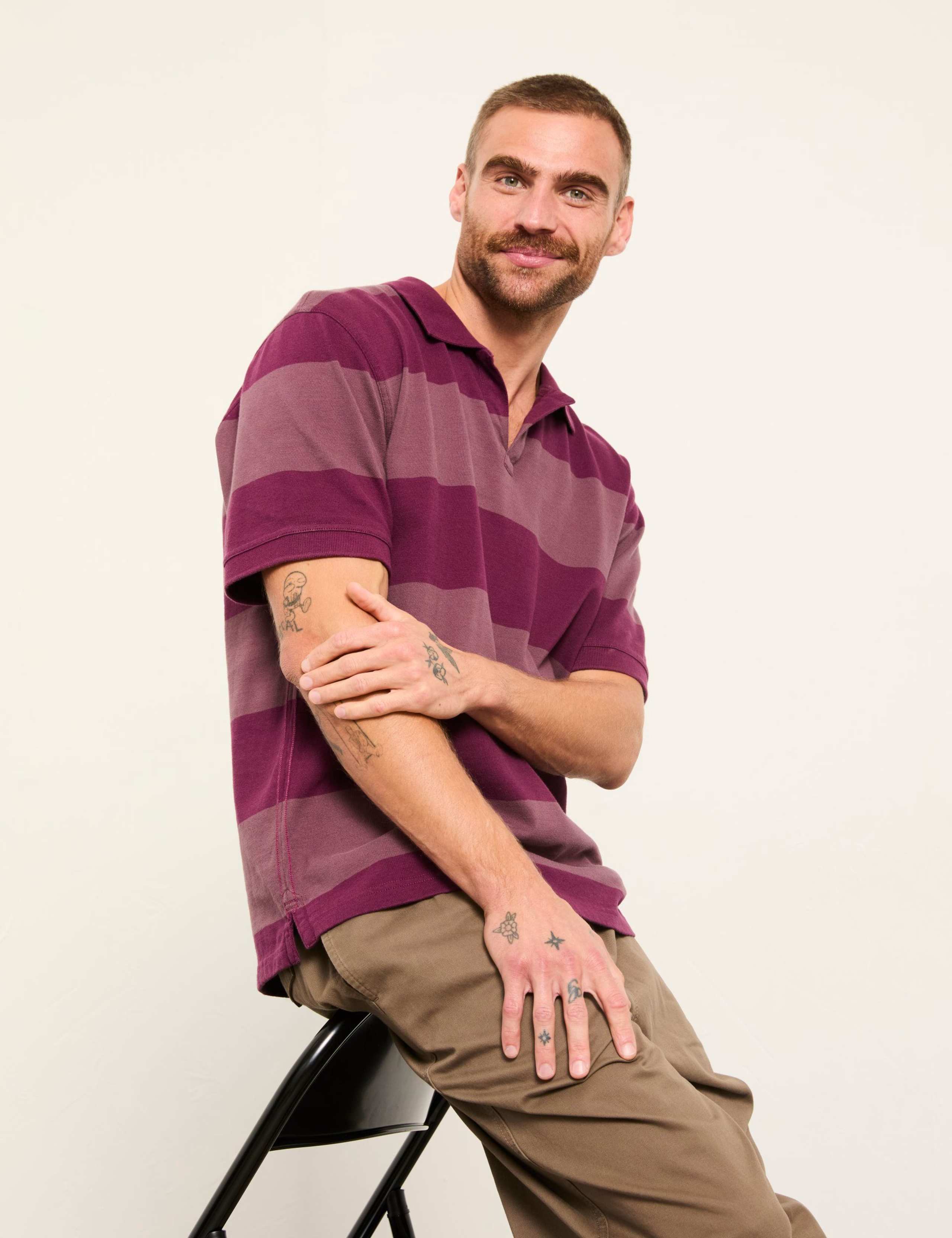 Pure Cotton Striped Polo Shirt 1 of 5