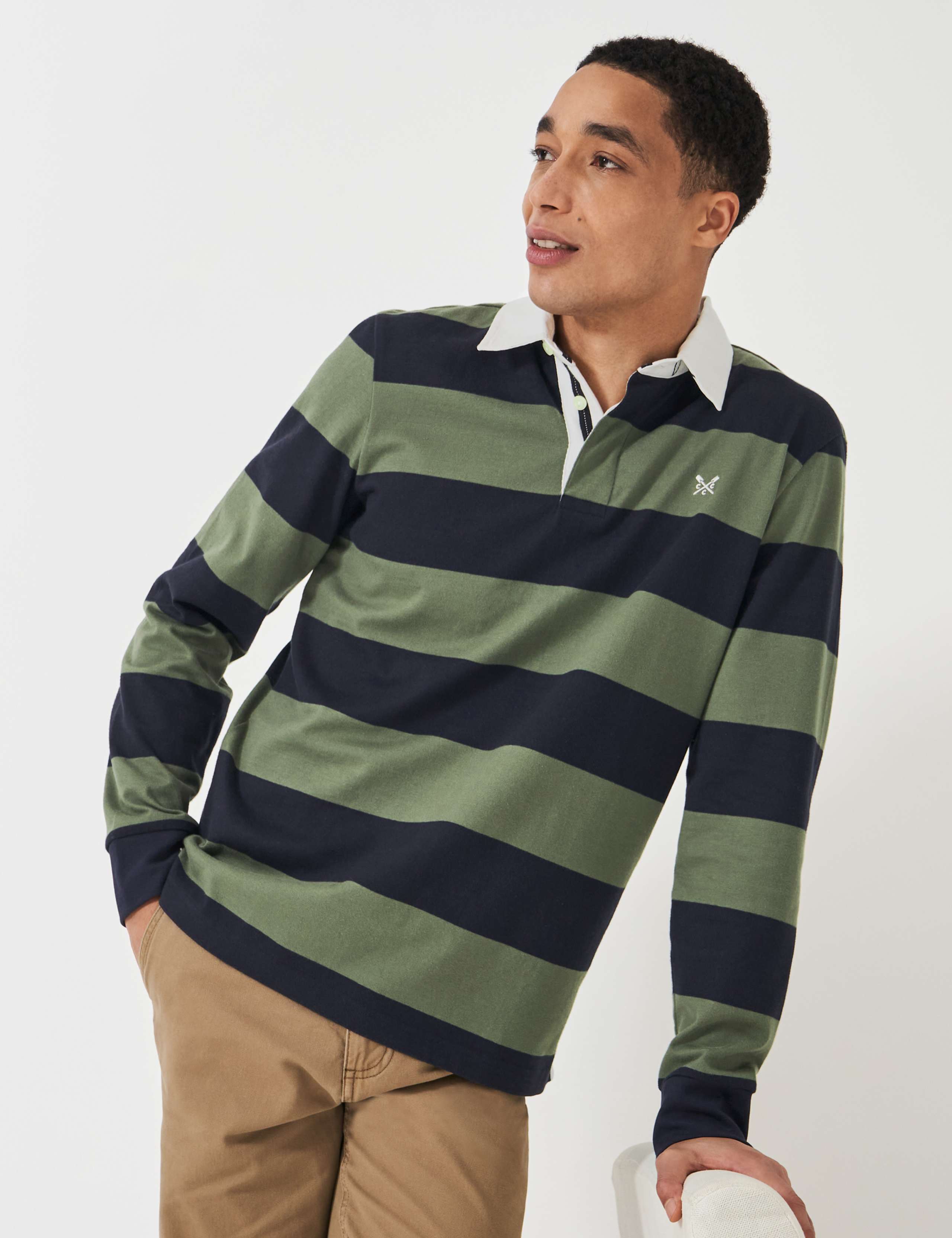 Pure Cotton Striped Long Sleeve Rugby Shirt 1 of 5