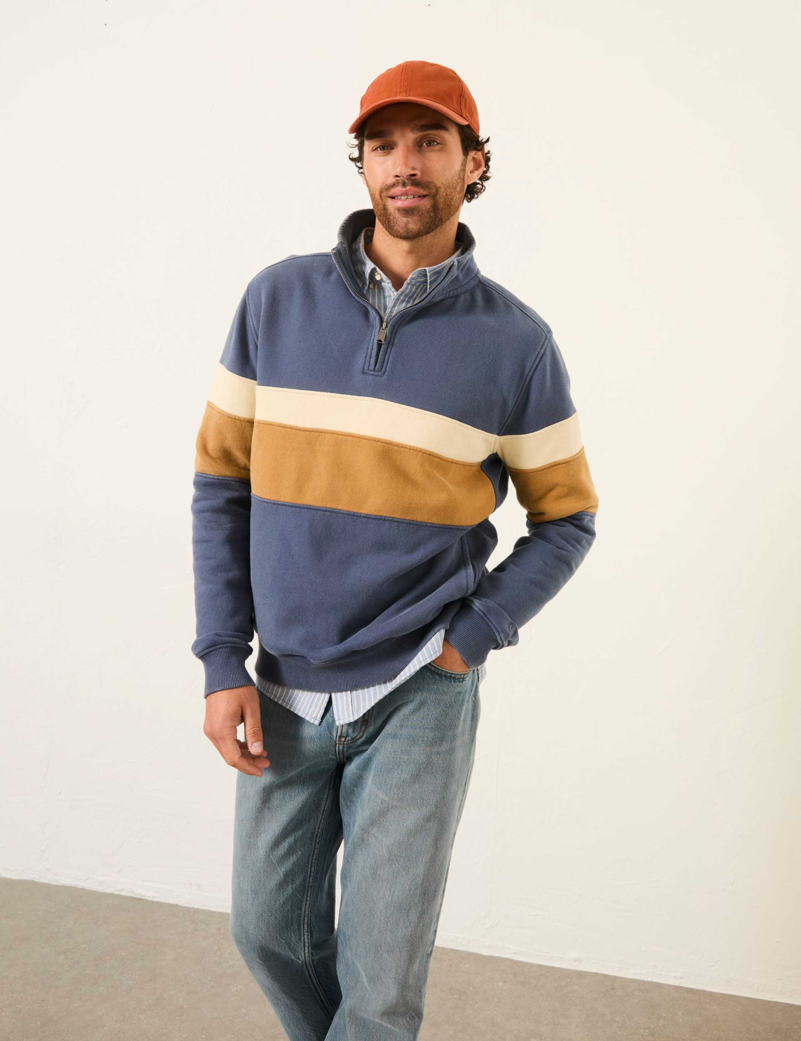 Pure Cotton Colour Block Half Zip Sweatshirt 4 of 6