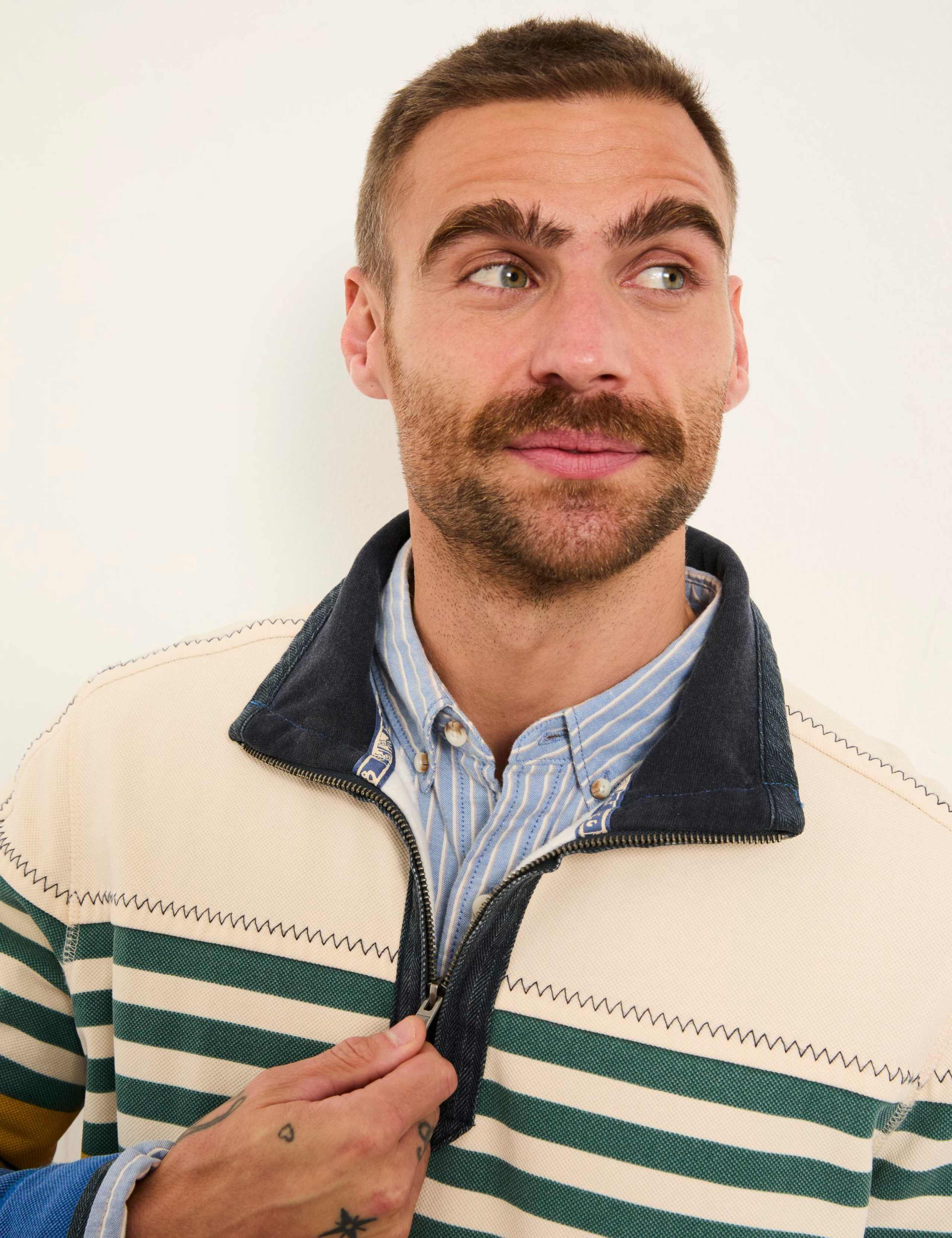 Pure Cotton Striped Half Zip Sweatshirt 4 of 5