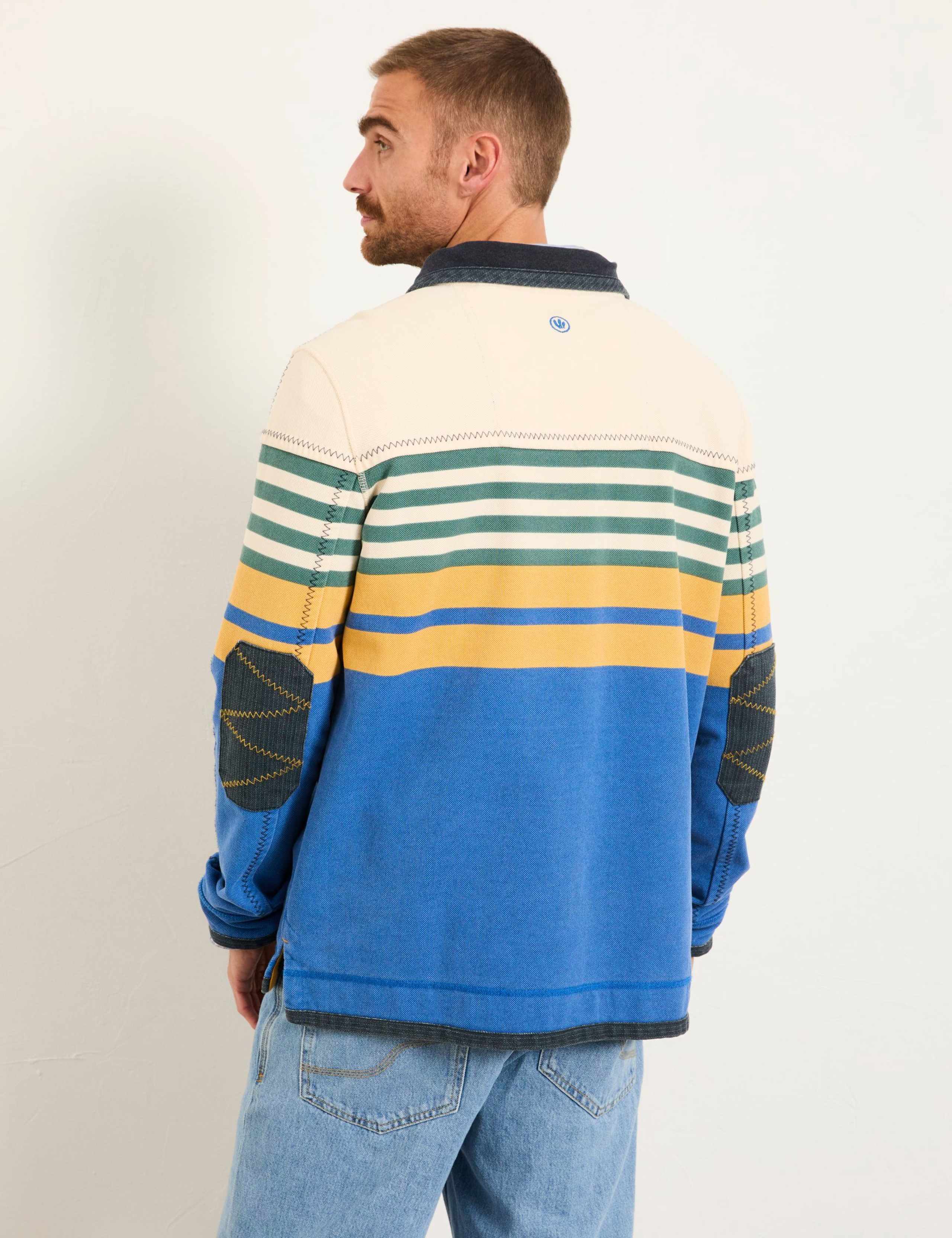 Pure Cotton Striped Half Zip Sweatshirt 5 of 5
