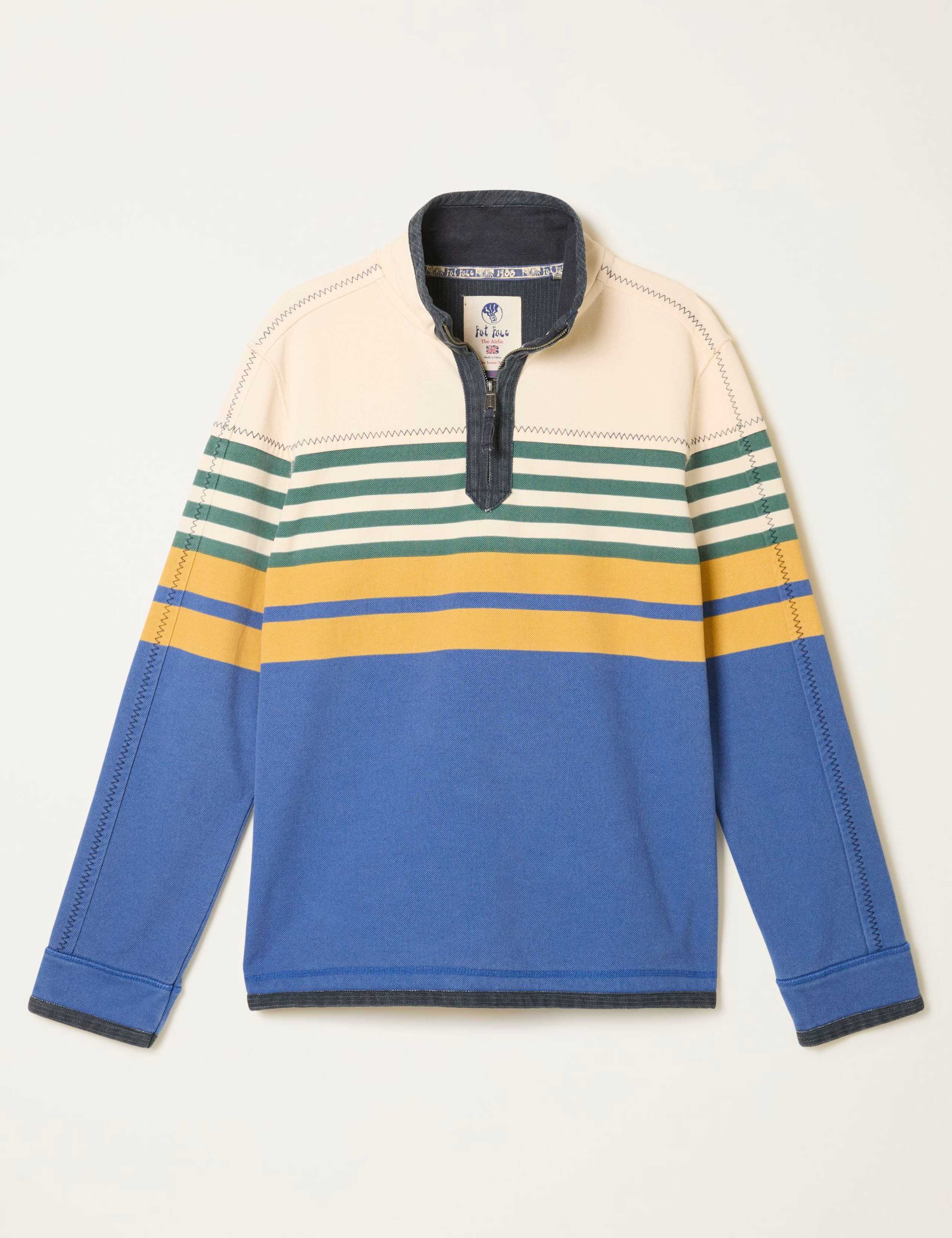 Pure Cotton Striped Half Zip Sweatshirt 2 of 5