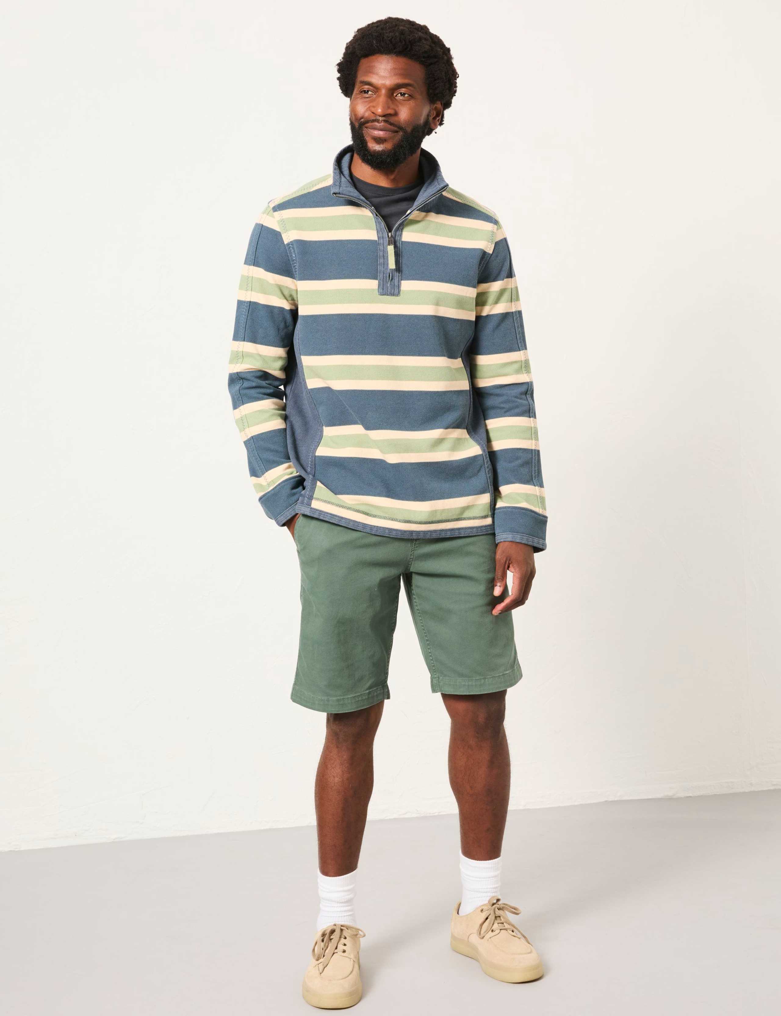 Pure Cotton Striped Half Zip Sweatshirt 1 of 6