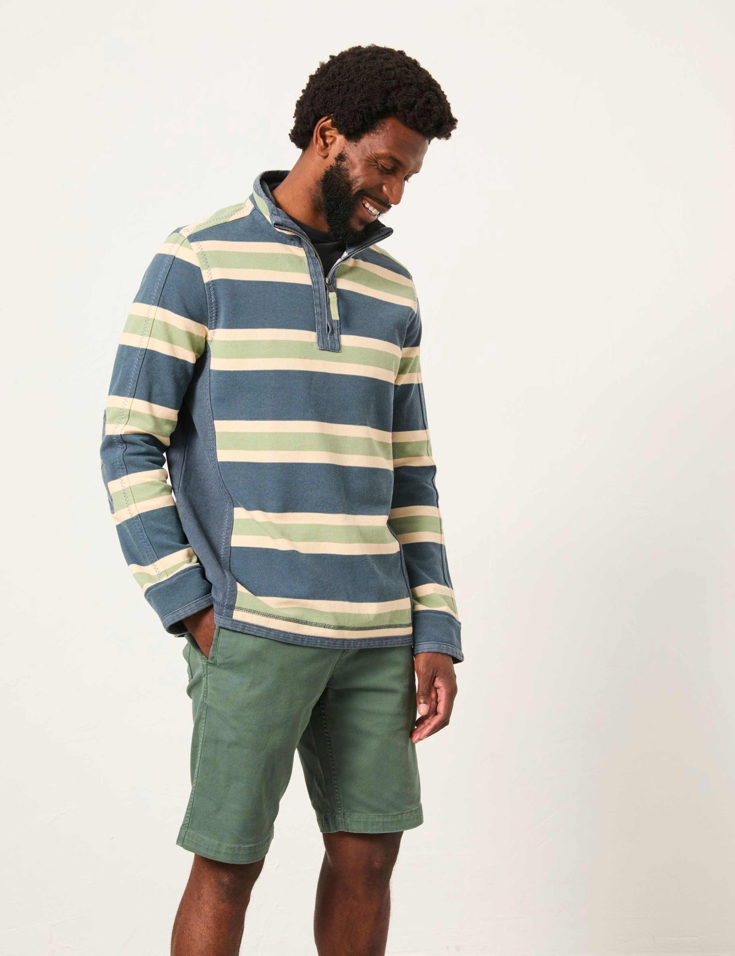 Pure Cotton Striped Half Zip Sweatshirt 3 of 6