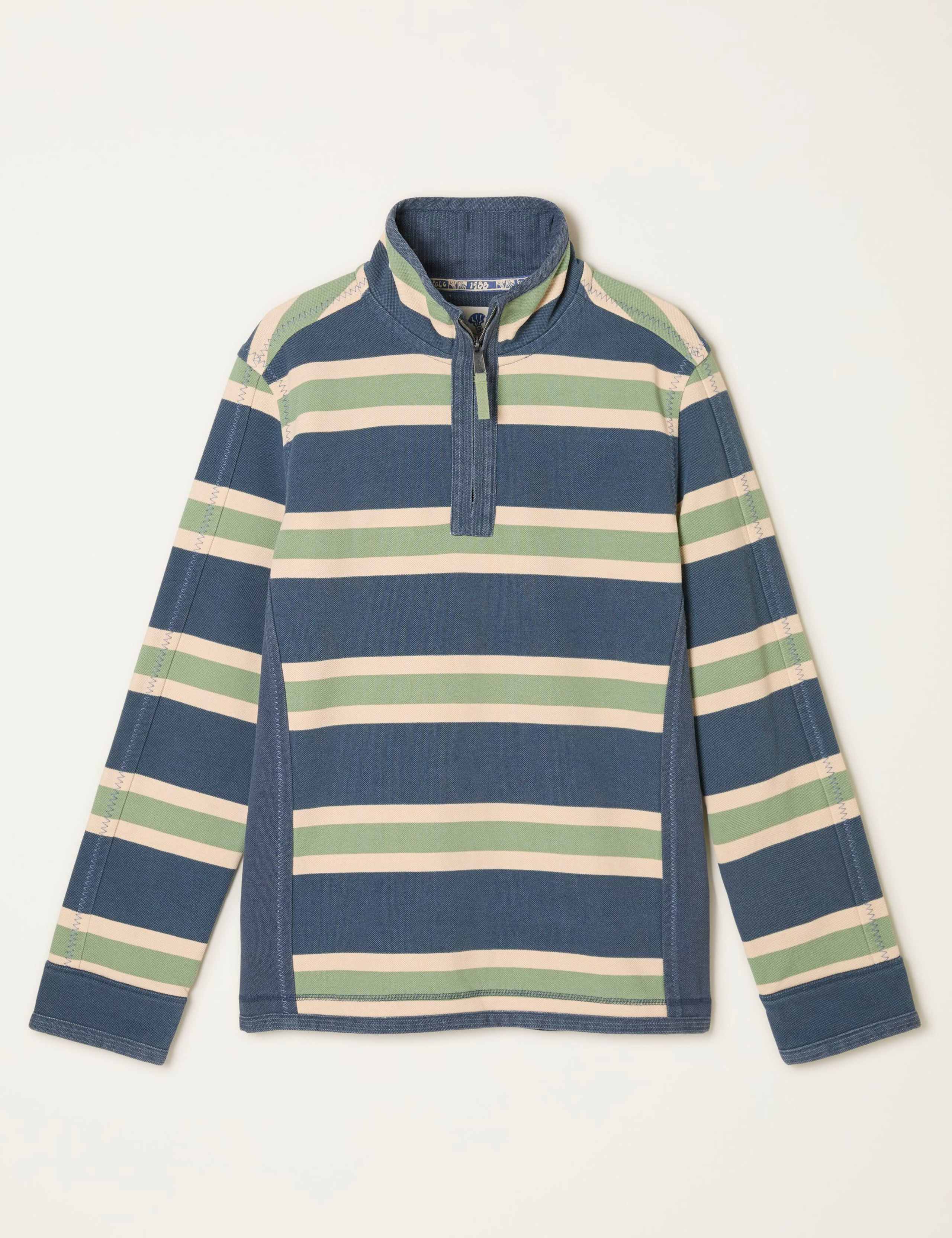 Pure Cotton Striped Half Zip Sweatshirt 2 of 6