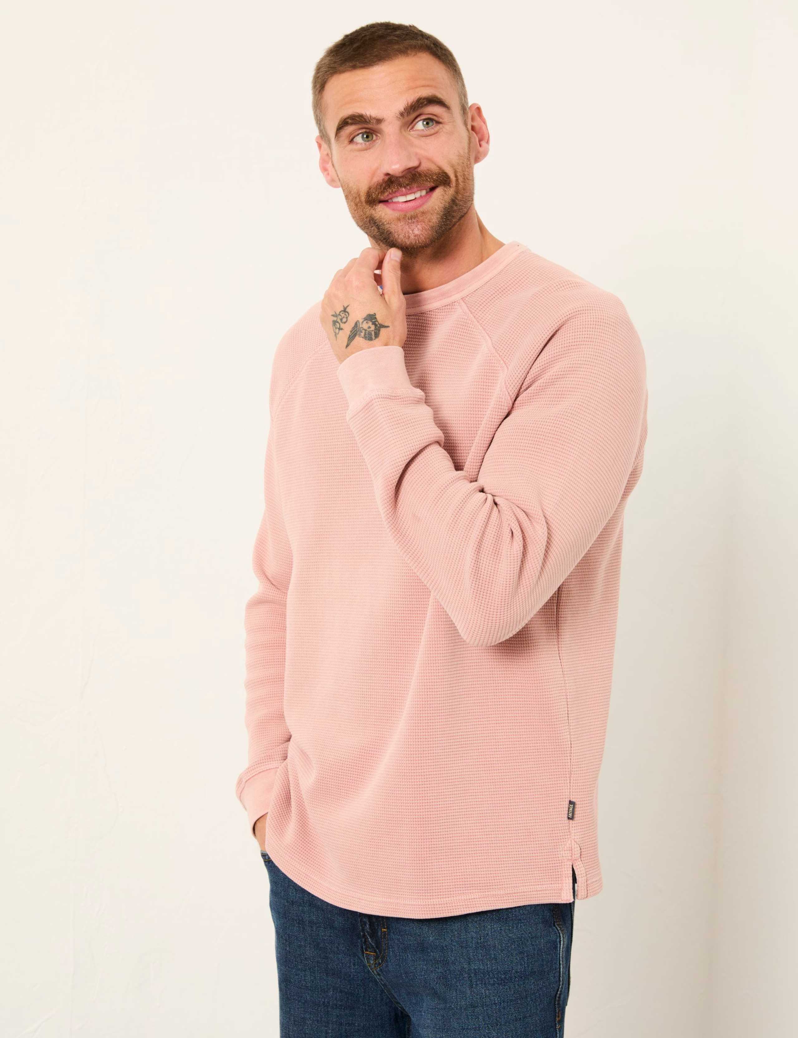 Pure Cotton Waffle Crew Neck Sweatshirt 4 of 6