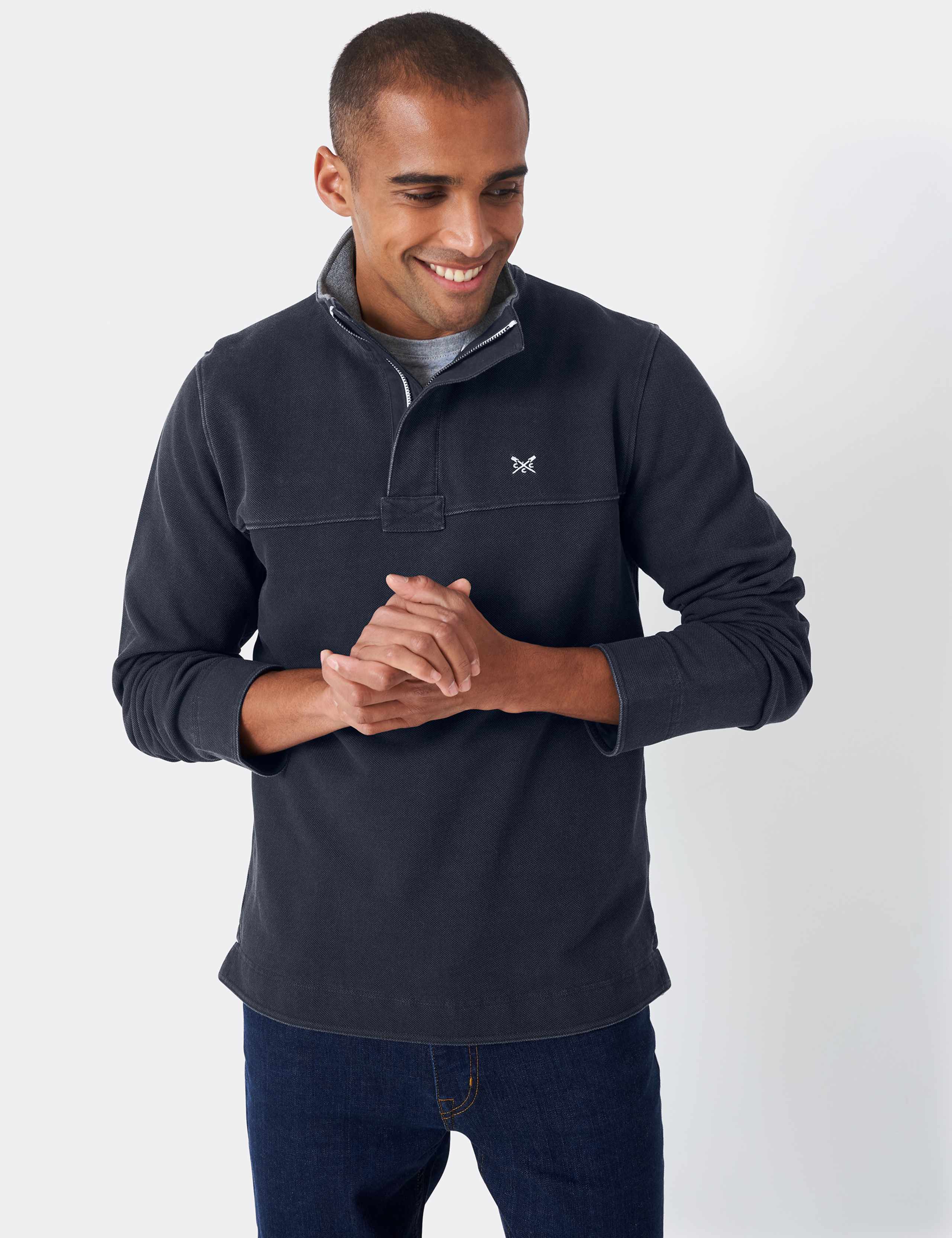 Pure Cotton Pique Half Zip Sweatshirt 1 of 4