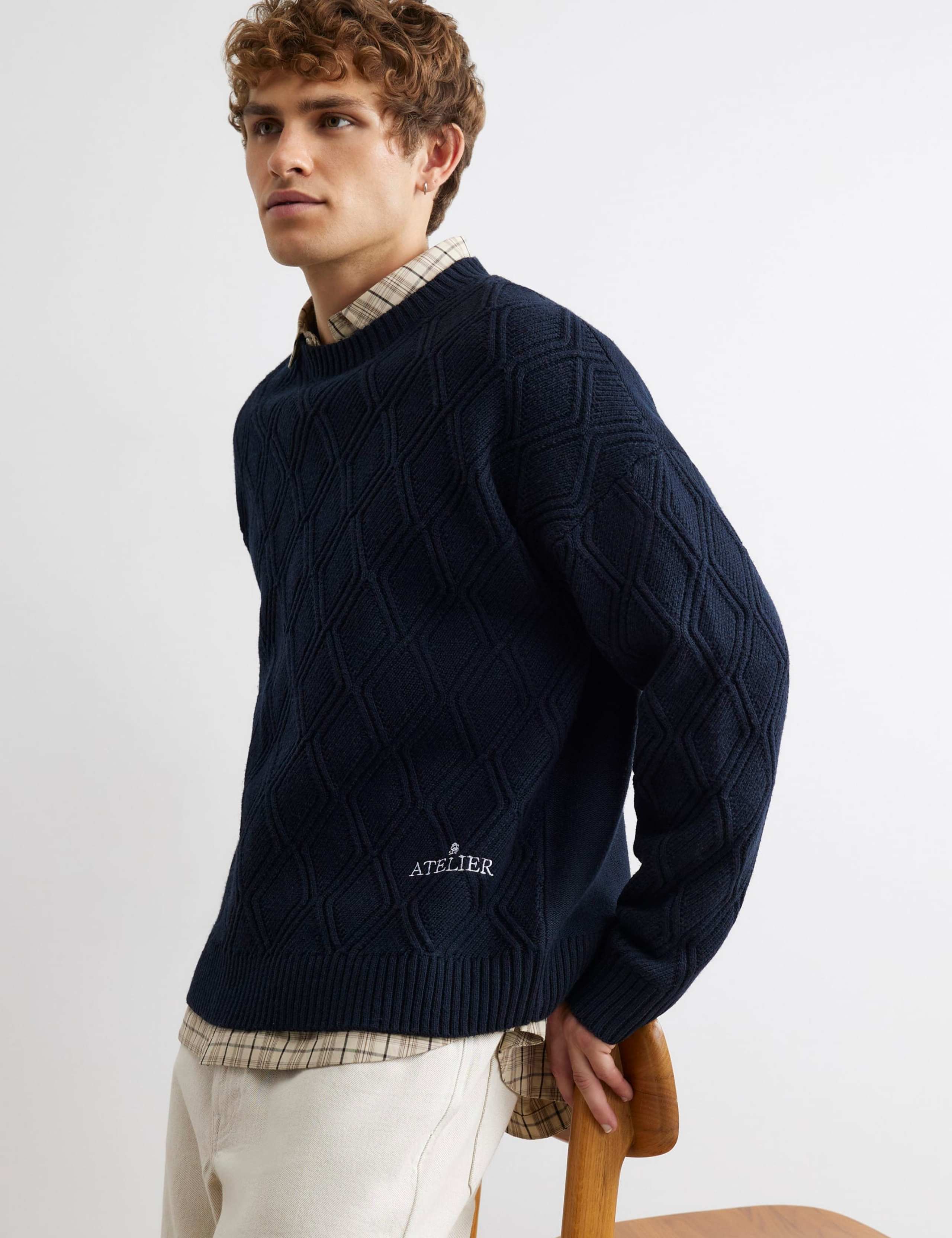 Wool Blend Cable Crew Neck Jumper 2 of 4