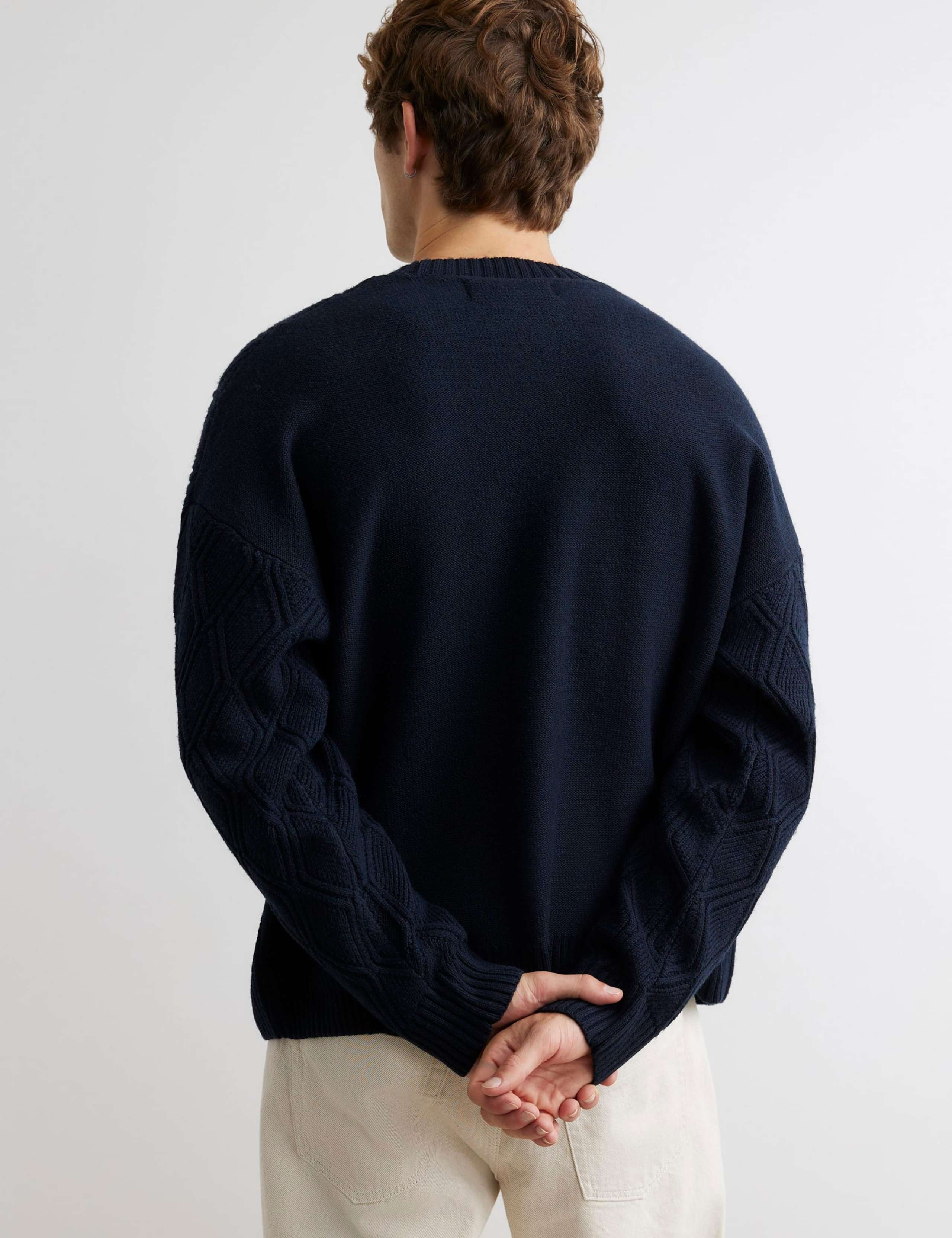 Wool Blend Cable Crew Neck Jumper 3 of 4