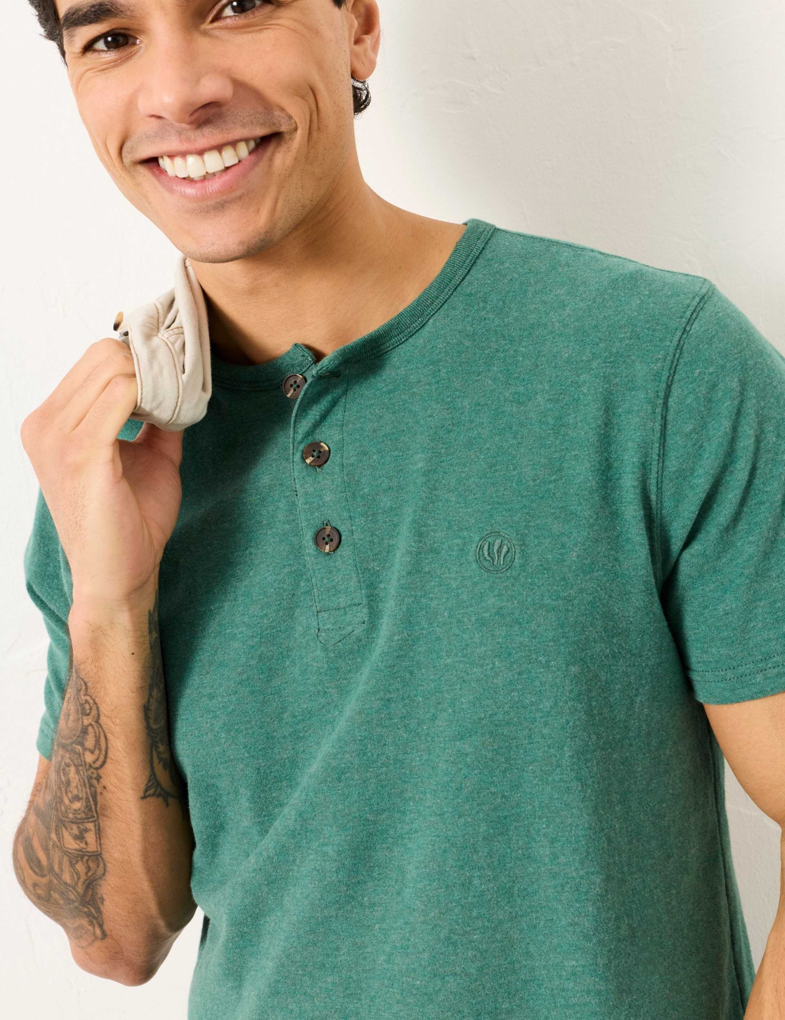 Pure Cotton Henley T-Shirt 3 of 6