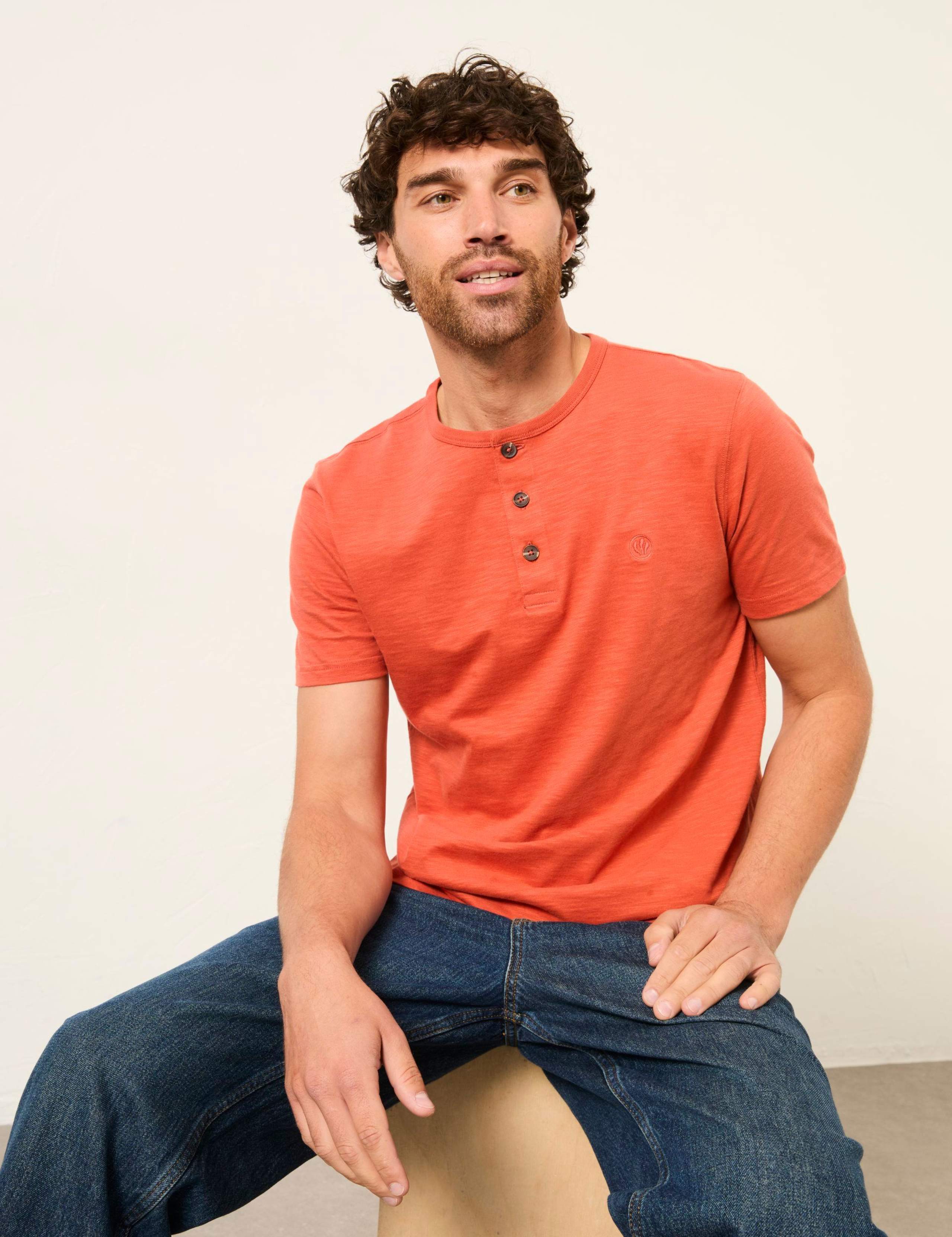 Pure Cotton Henley T-Shirt 1 of 6