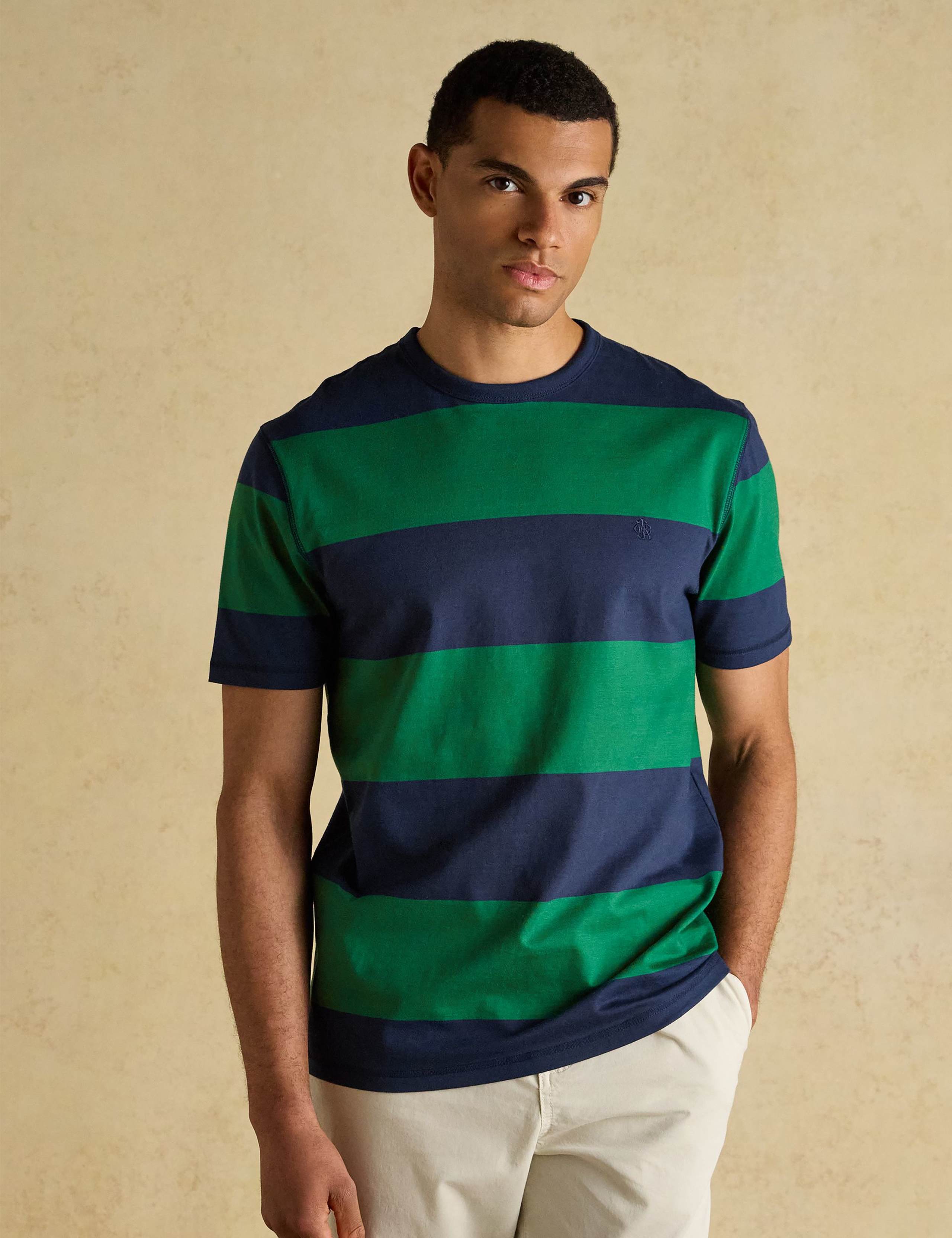 Pure Cotton Striped Crew Neck T-Shirt 1 of 8