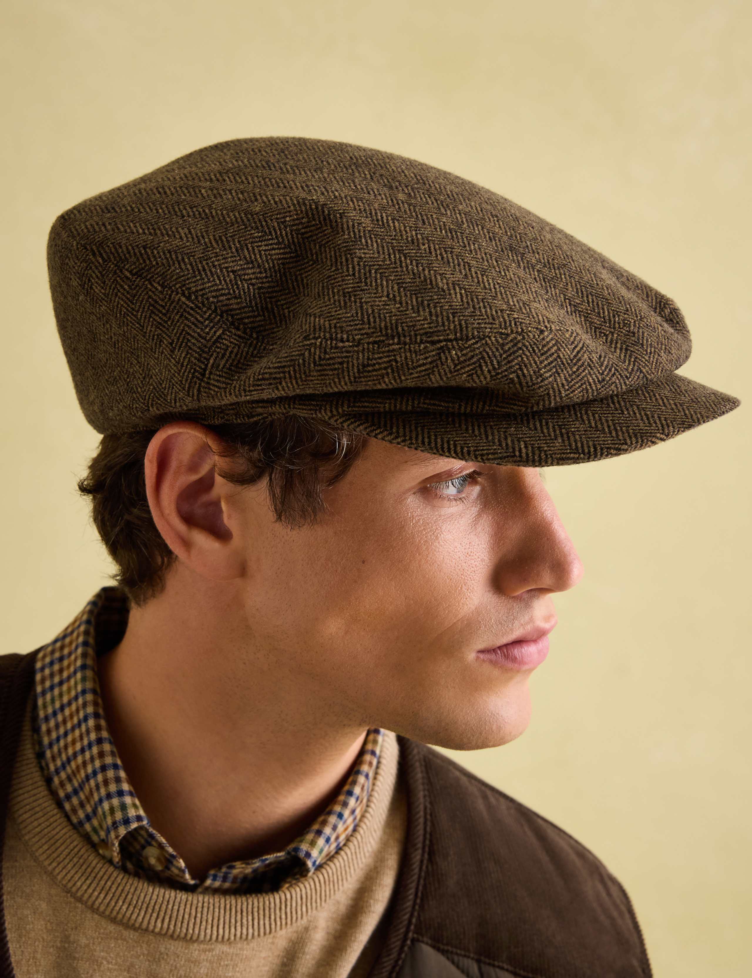 Wool Blend Herringbone Baker Boy Hat 1 of 5