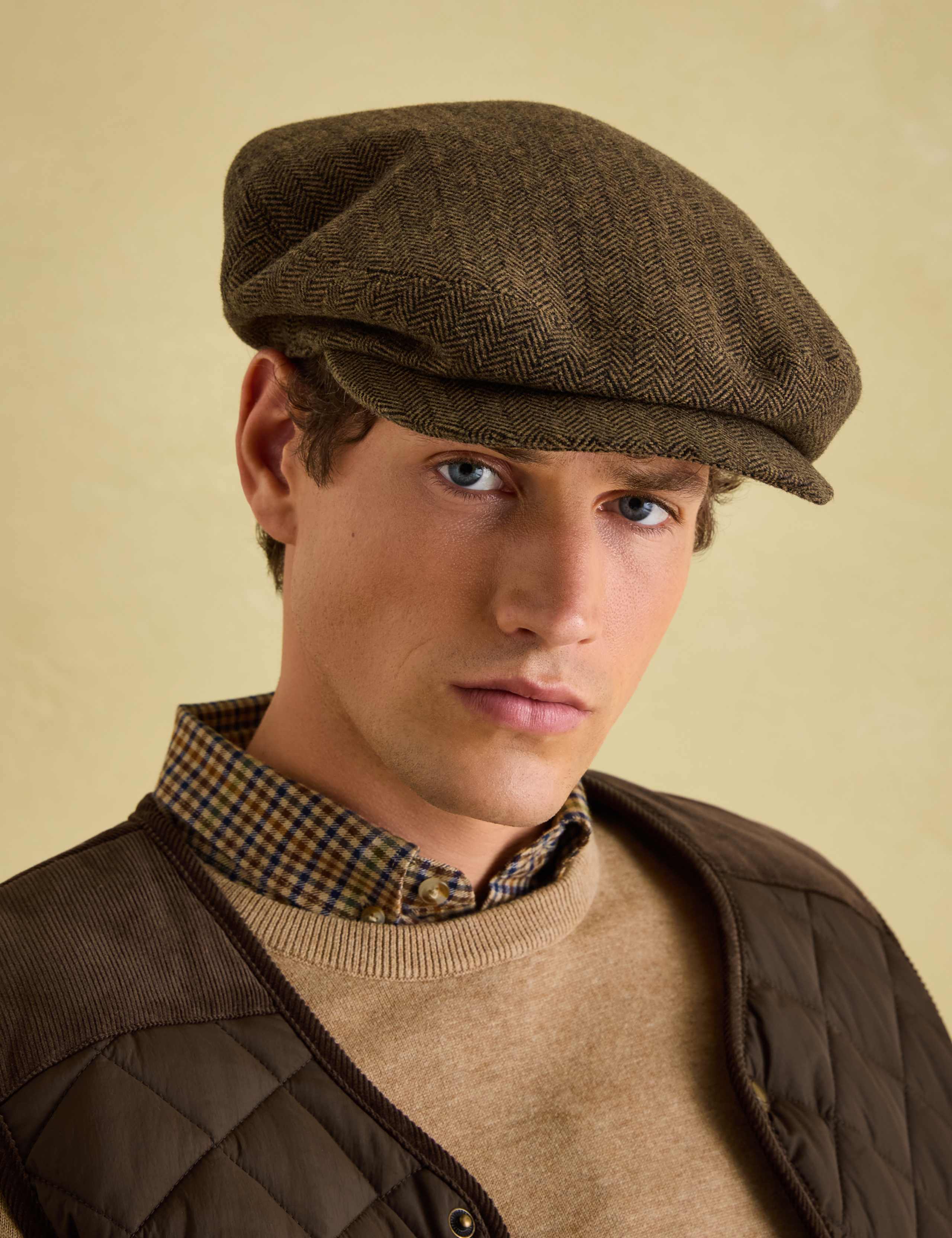 Wool Blend Herringbone Baker Boy Hat 5 of 5