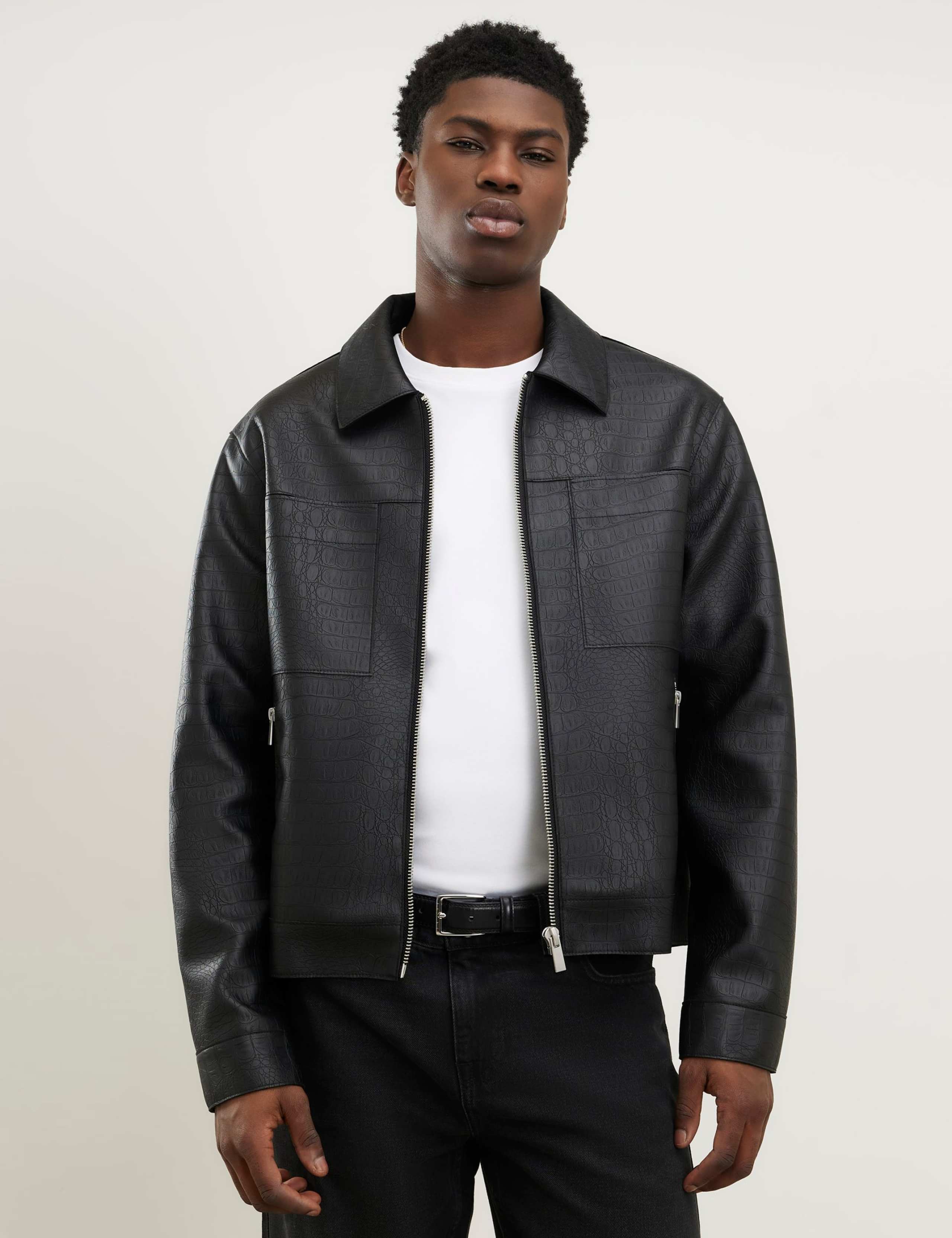 Faux Leather Textured Shacket 1 of 6