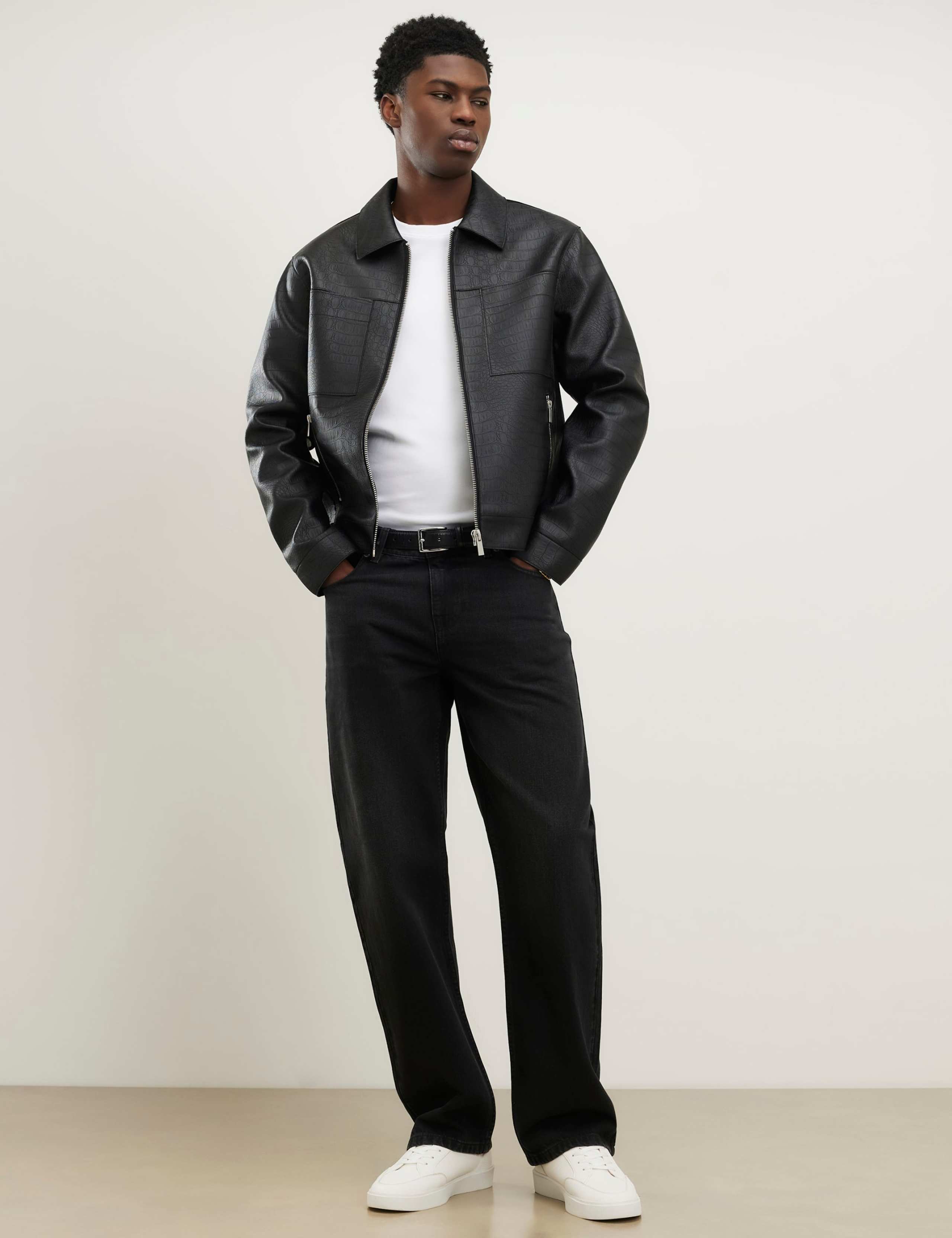 Faux Leather Textured Shacket 2 of 6