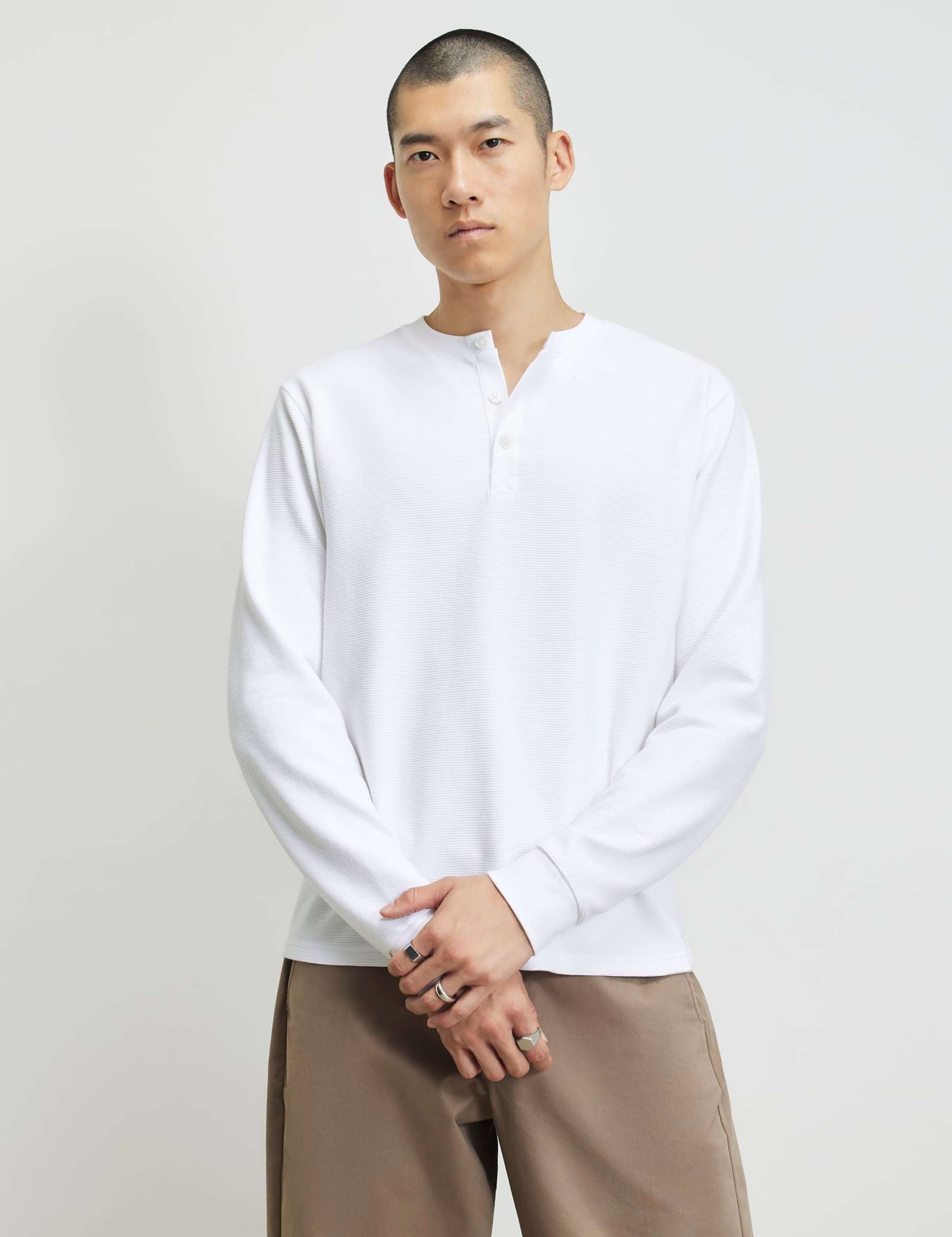 Cotton Rich Henley Long Sleeve T-Shirt 1 of 6