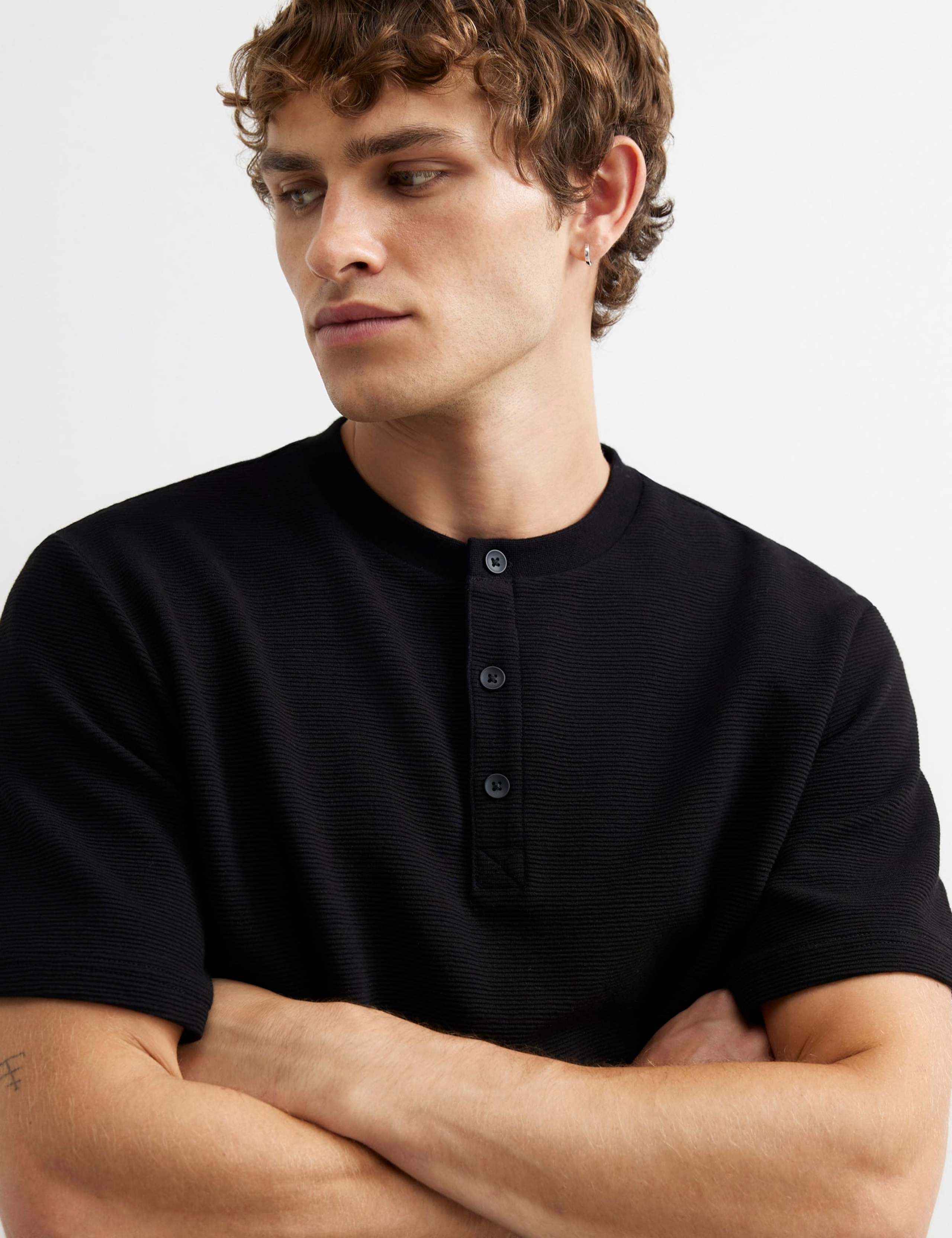 Cotton Blend Henley Short Sleeve T-Shirt 3 of 6