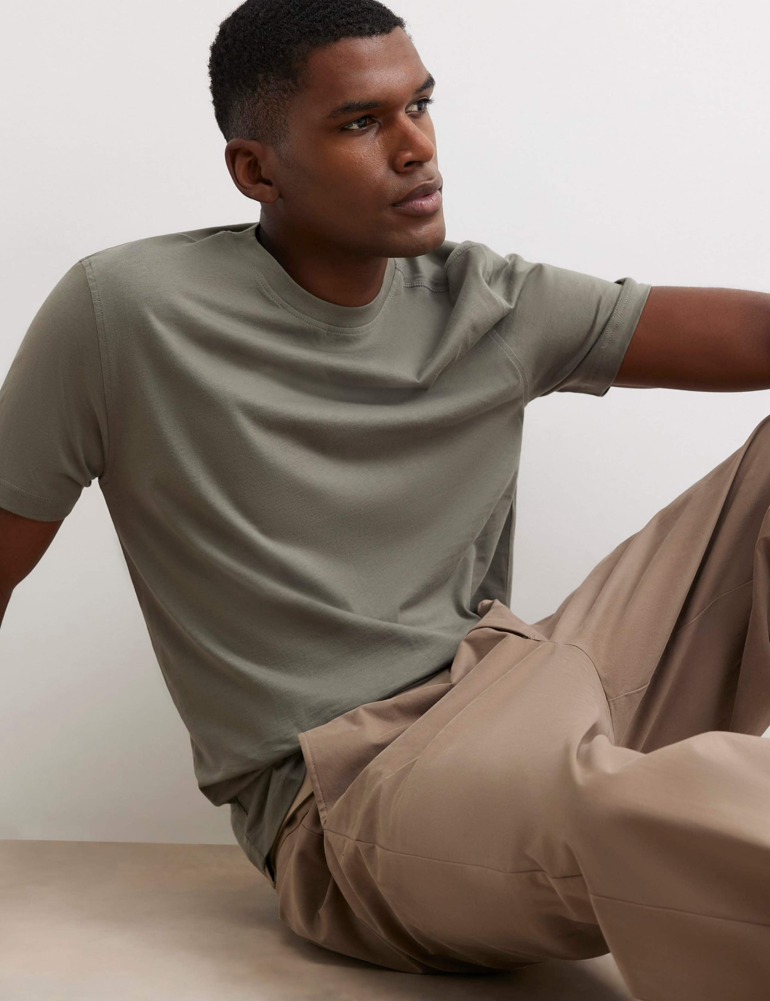 3 Pack Slim Fit Plain Crew Neck T-Shirts 3 of 5