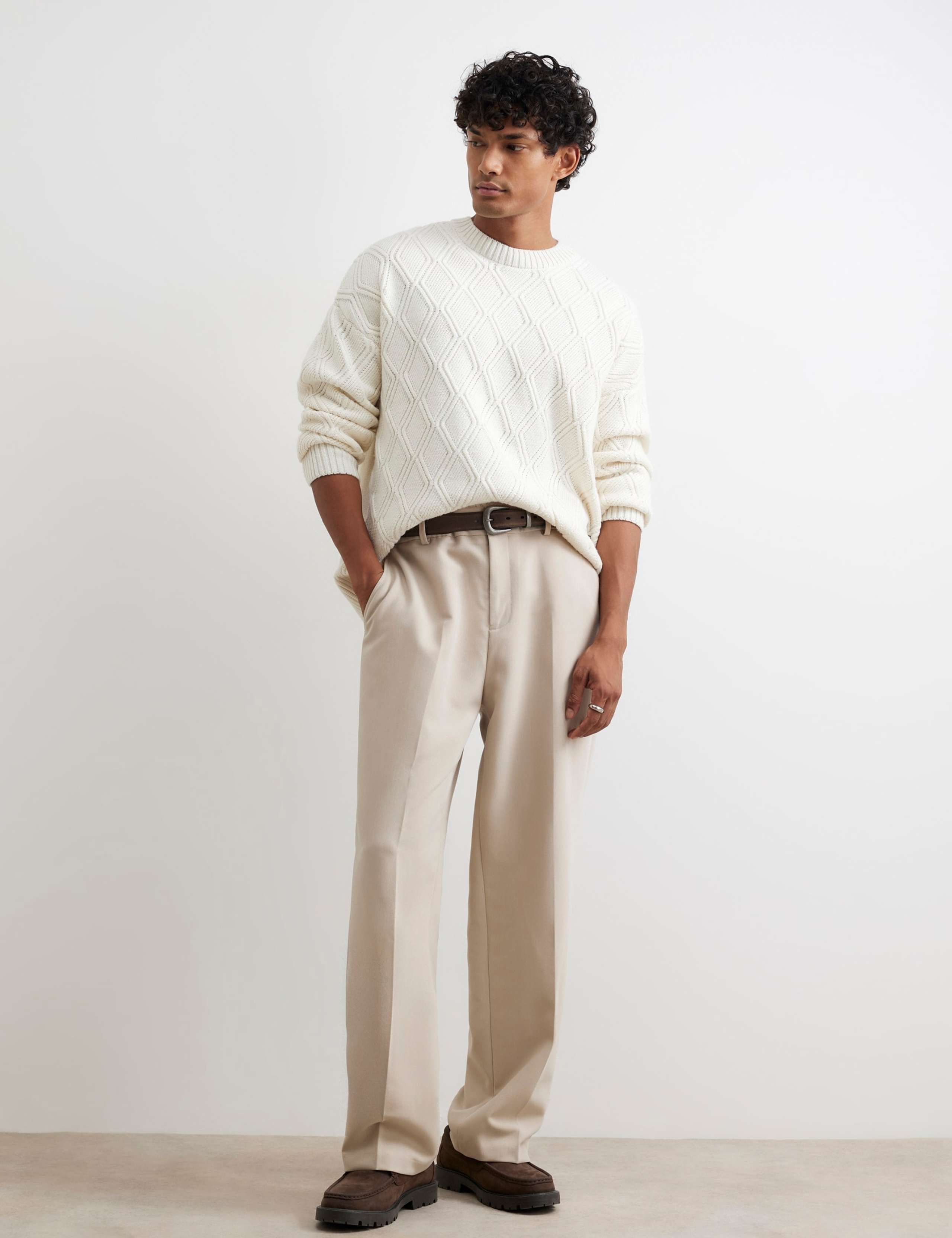 Wool Blend Oversized Cable Knit Crew Neck Jumper 2 of 6