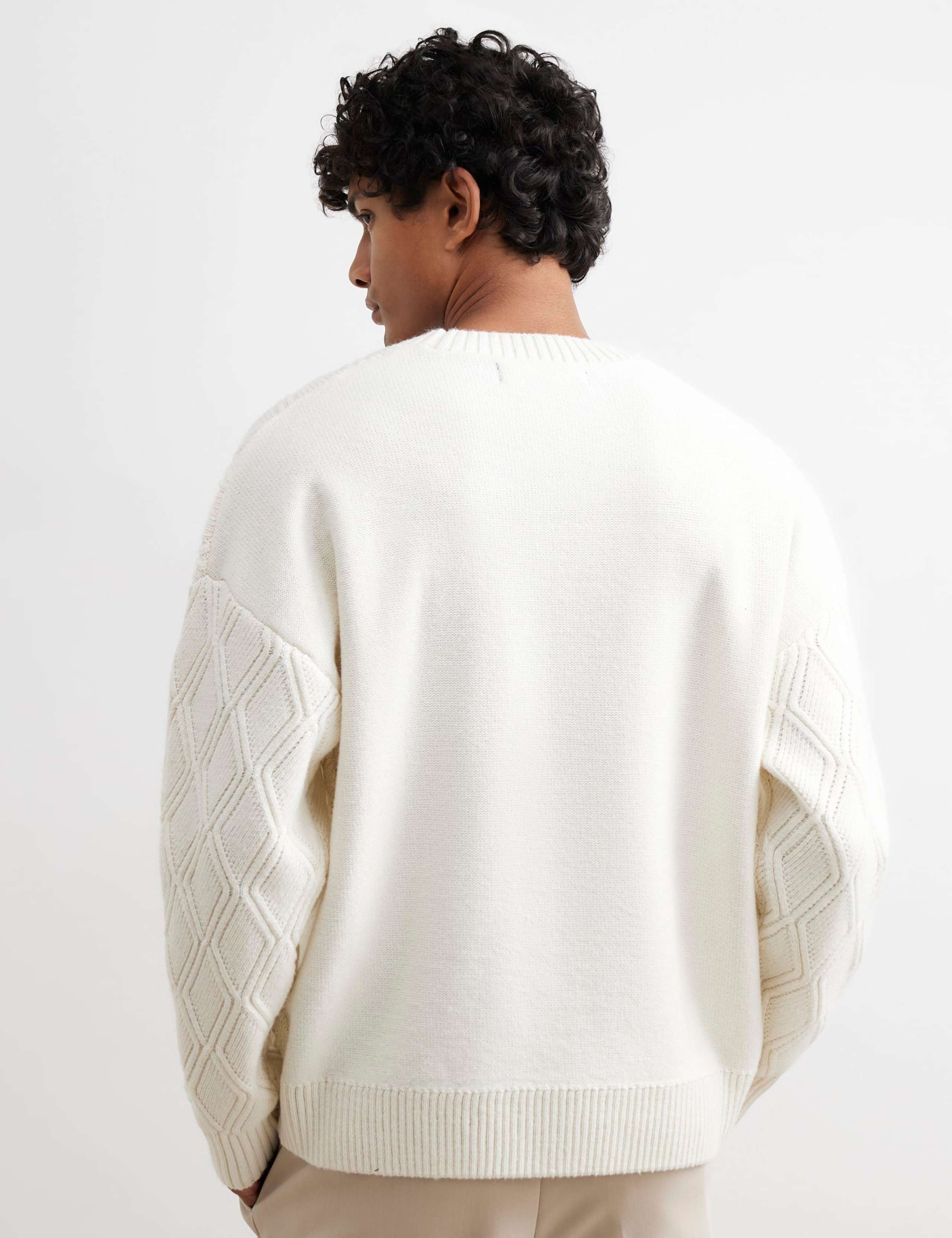 Wool Blend Oversized Cable Knit Crew Neck Jumper 3 of 6