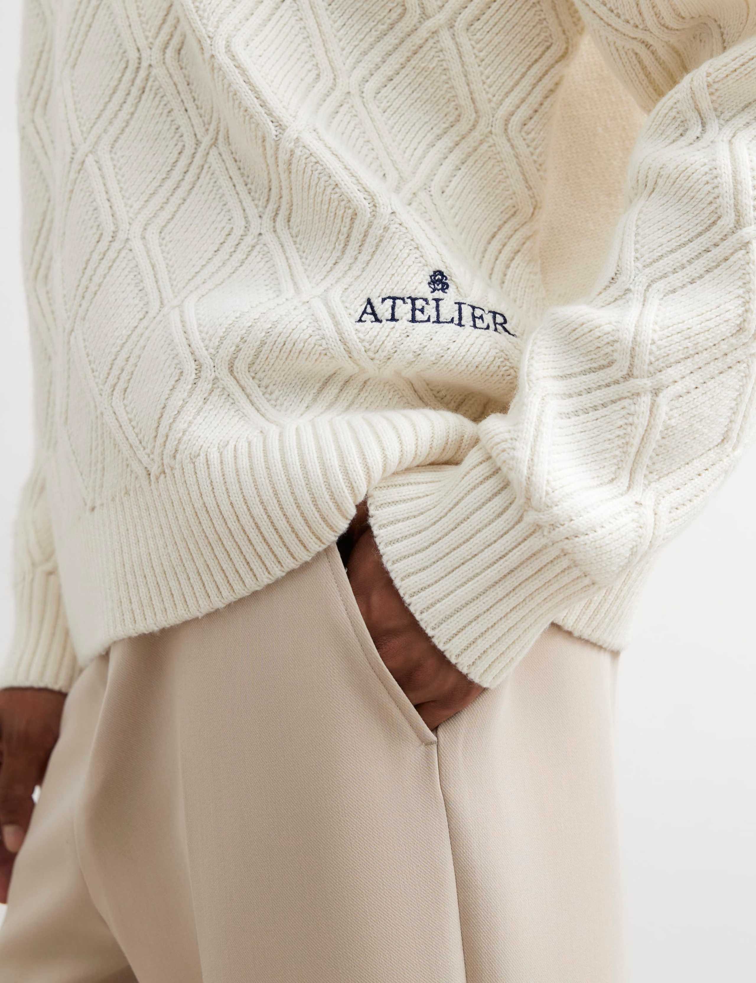 Wool Blend Oversized Cable Knit Crew Neck Jumper 4 of 6