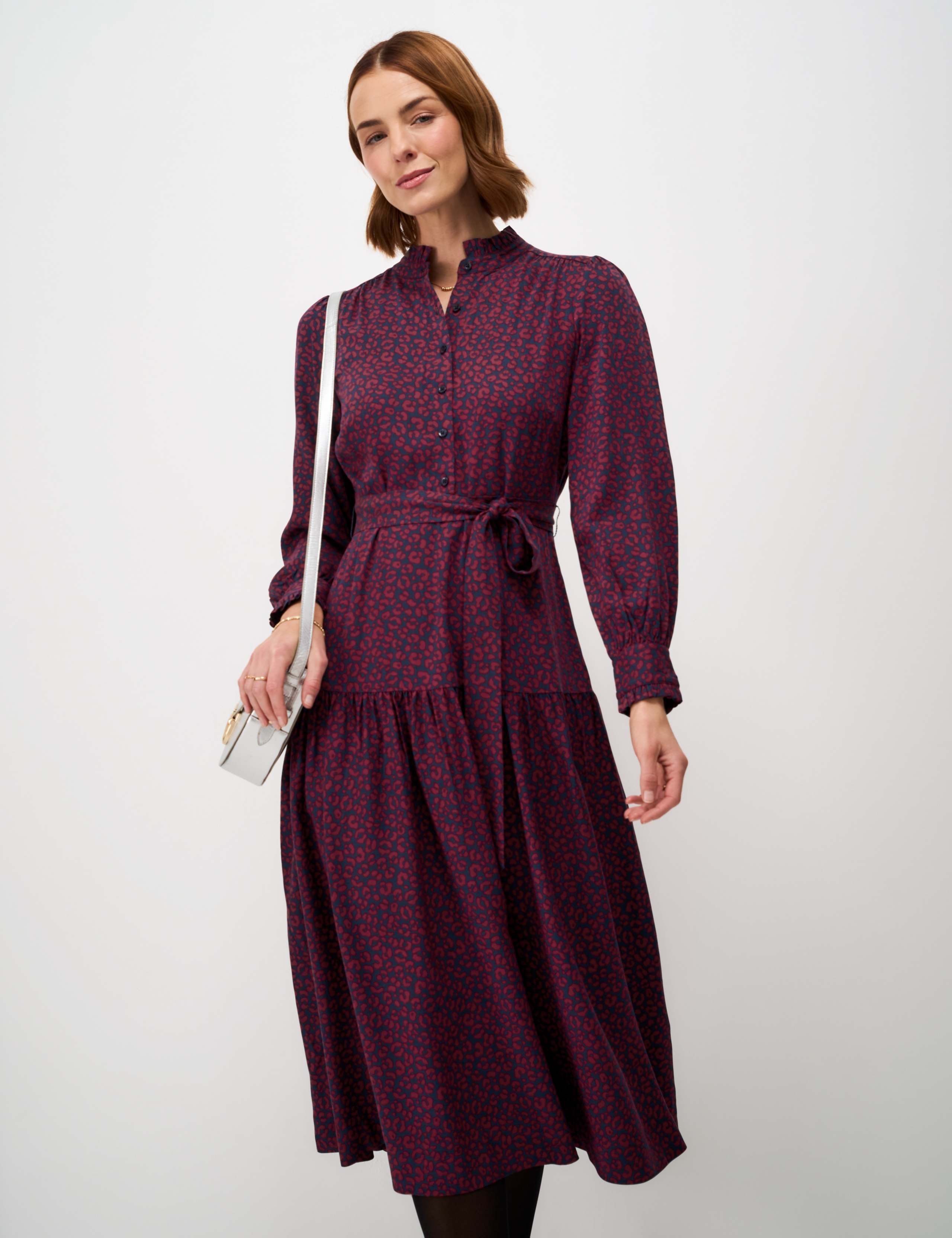 Animal Print V-Neck Midi Dress 3 of 5