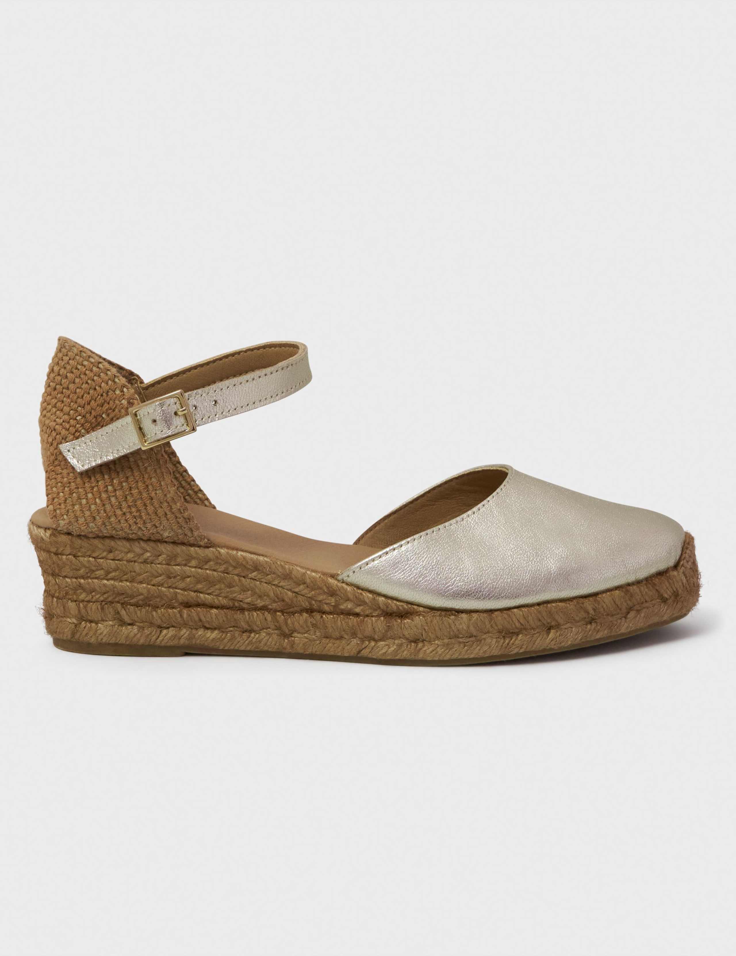 Leather Metallic Wedge Espadrilles 2 of 3