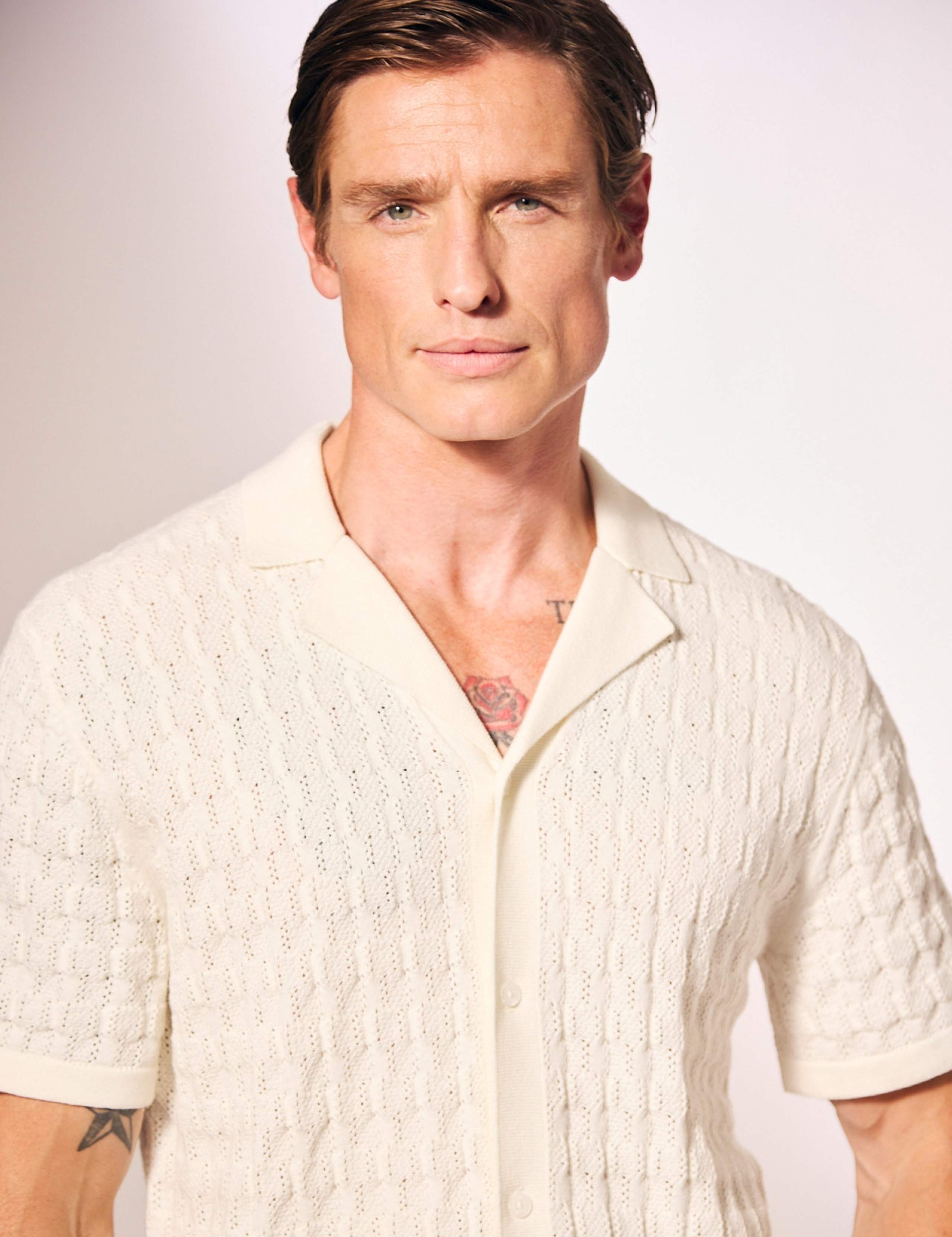Cotton Rich Textured Knitted Shirt with Silk 3 of 6