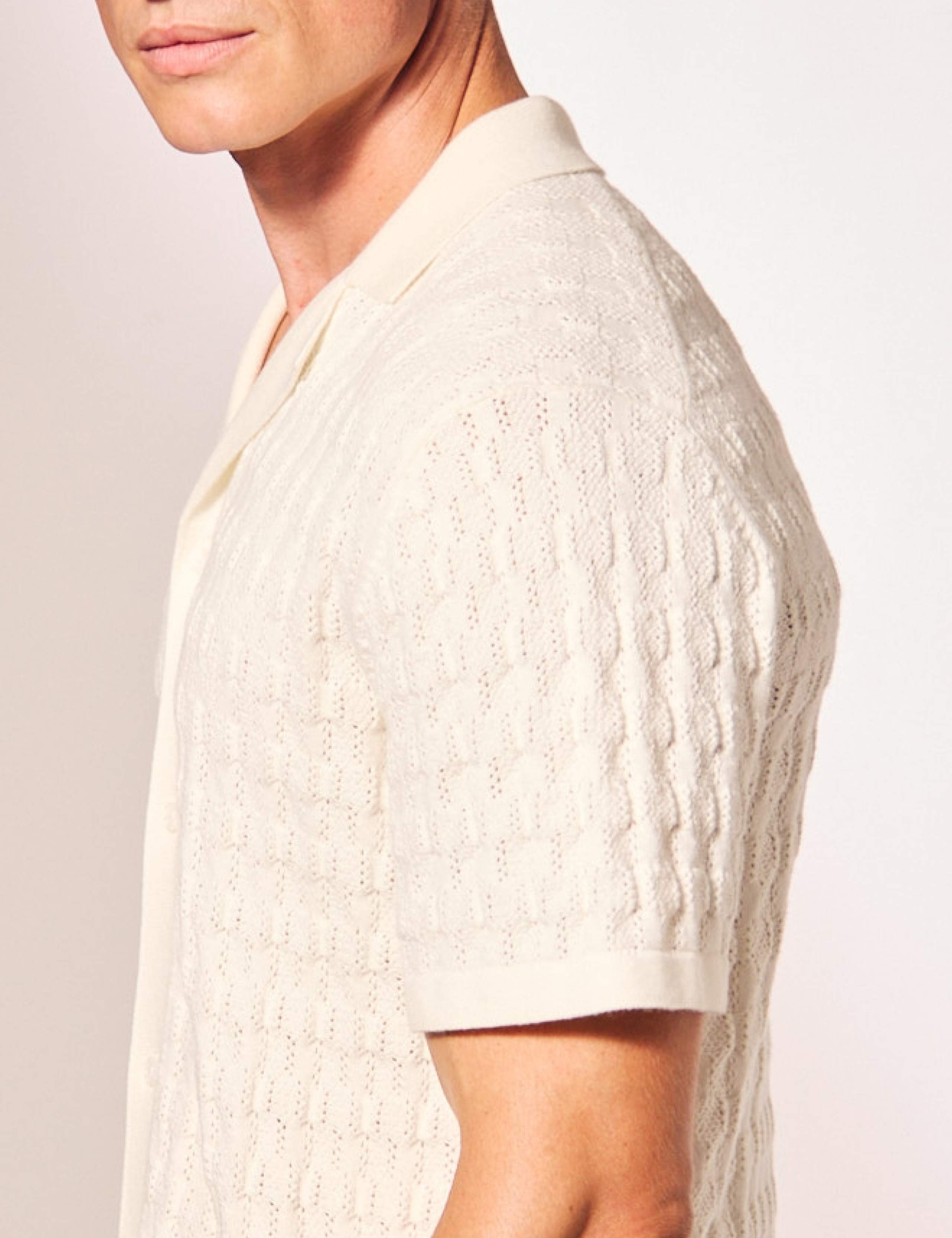 Cotton Rich Textured Knitted Shirt with Silk 5 of 6