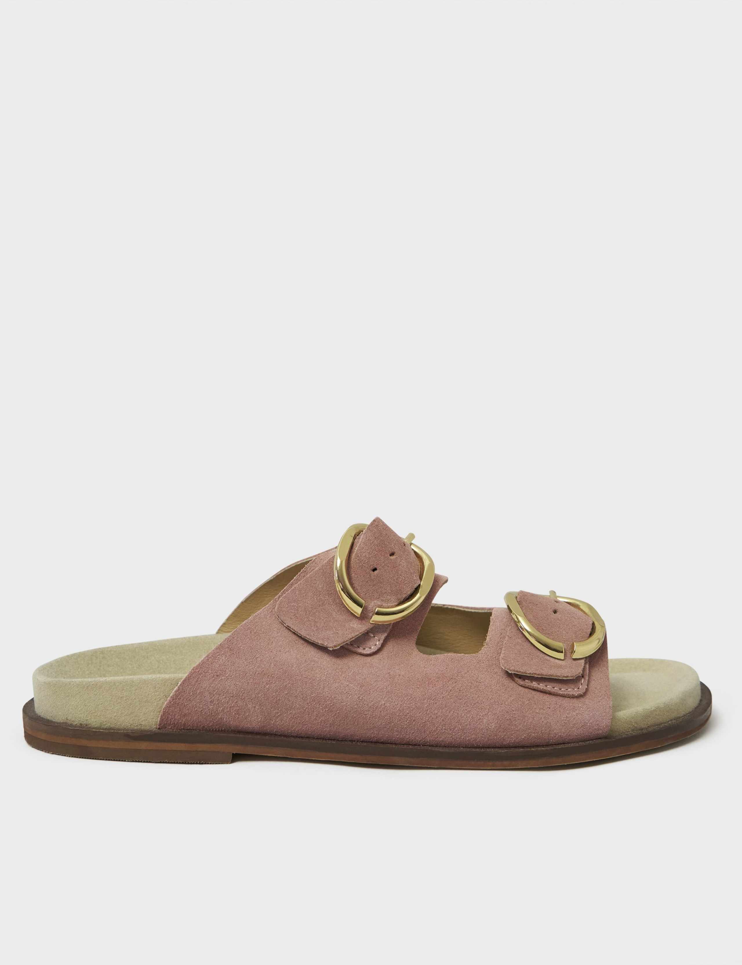 Suede Buckle Flat Sandals 3 of 4